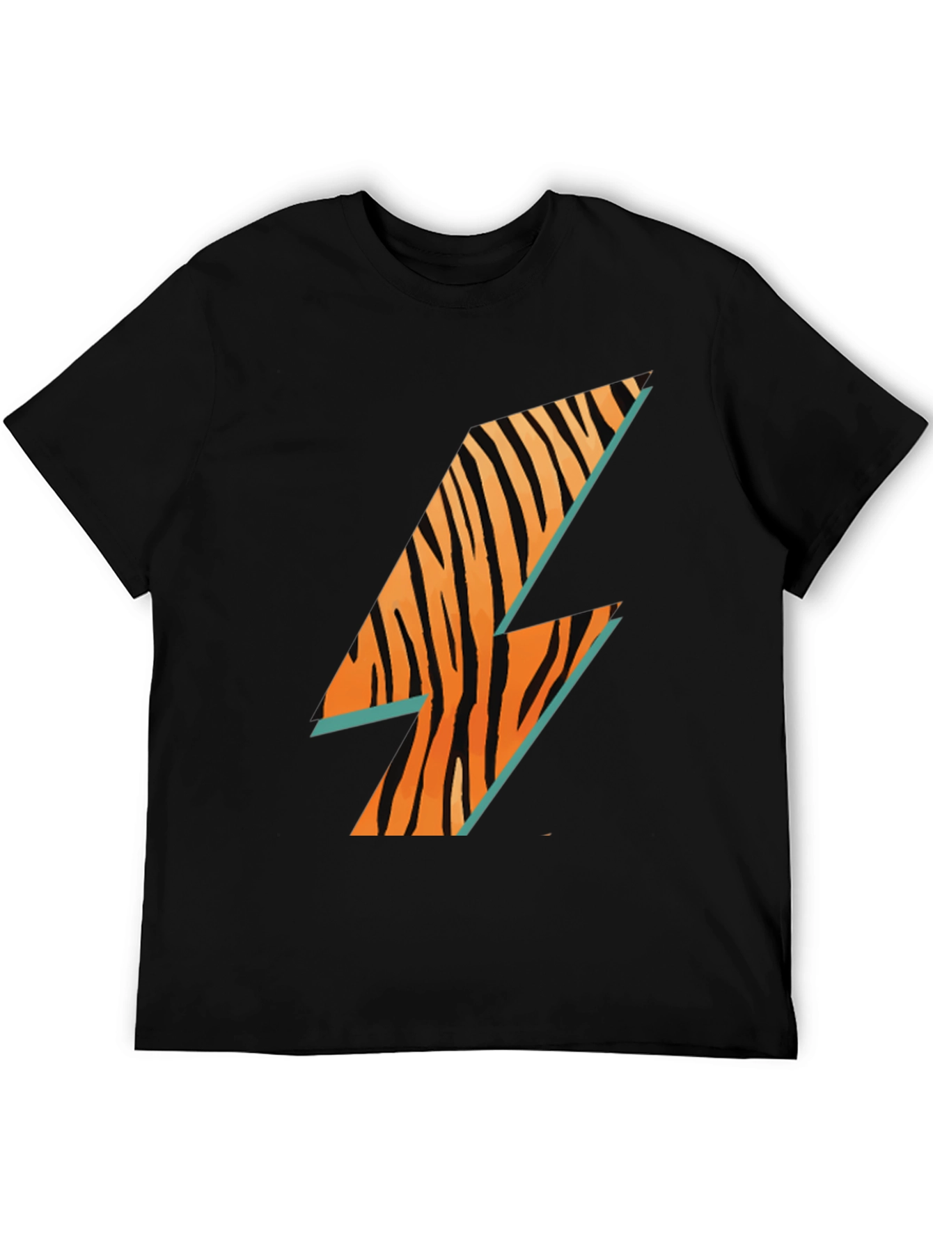 Cool Tiger Lightning Bolt Black T-Shirt