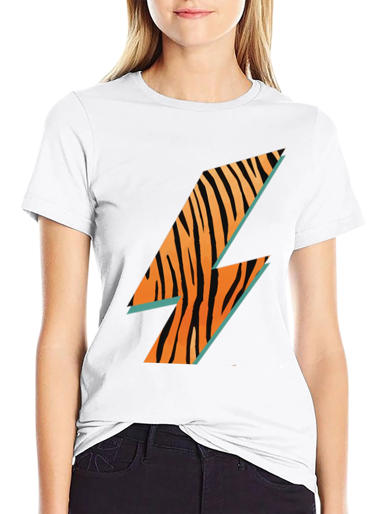 Cool Tiger Lightning Bolt Black T-Shirt