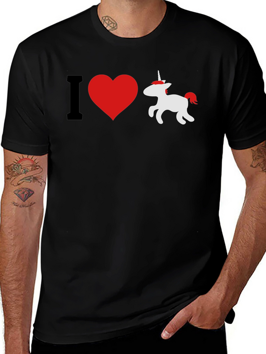 I Heart Unicorn T-Shirt - Black Cotton Graphic Tee
