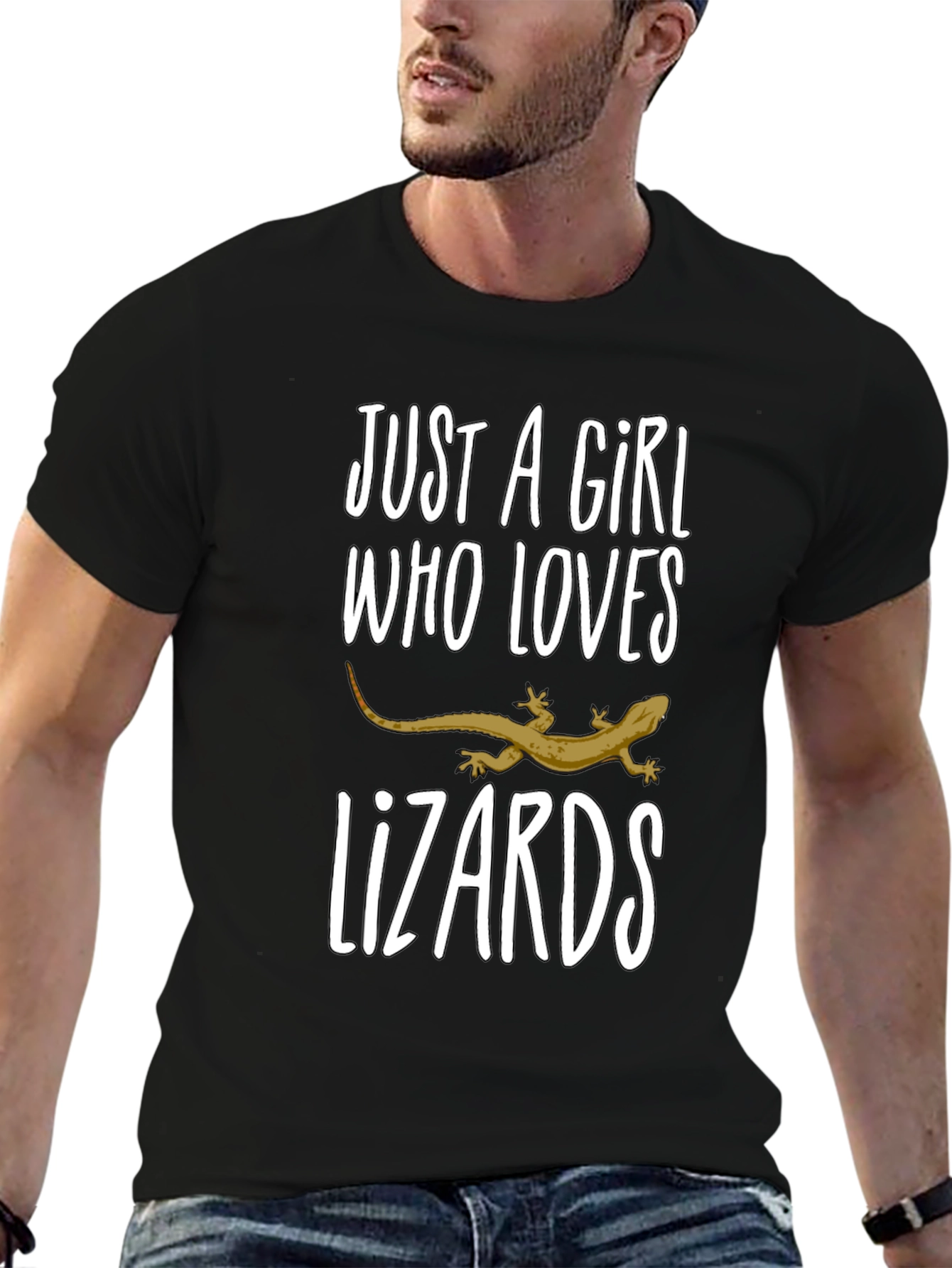 Girl Loves Lizards Black T-Shirt