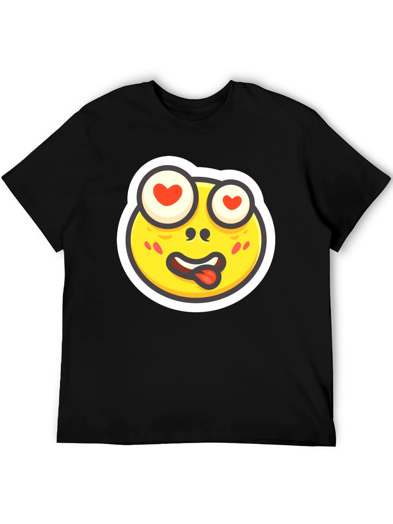 Emoji Love-Struck Face Black T-Shirt