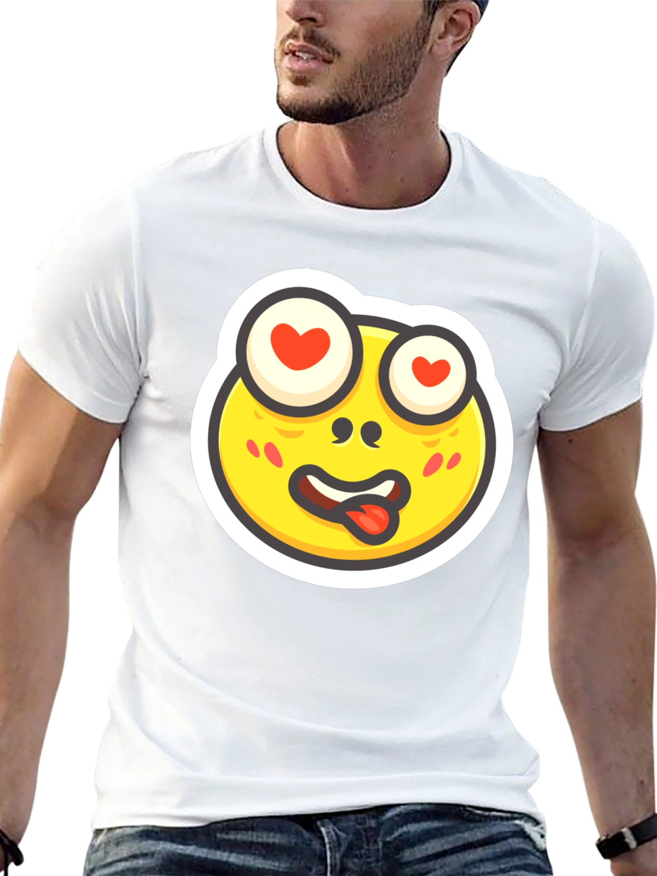Emoji Love-Struck Face Black T-Shirt