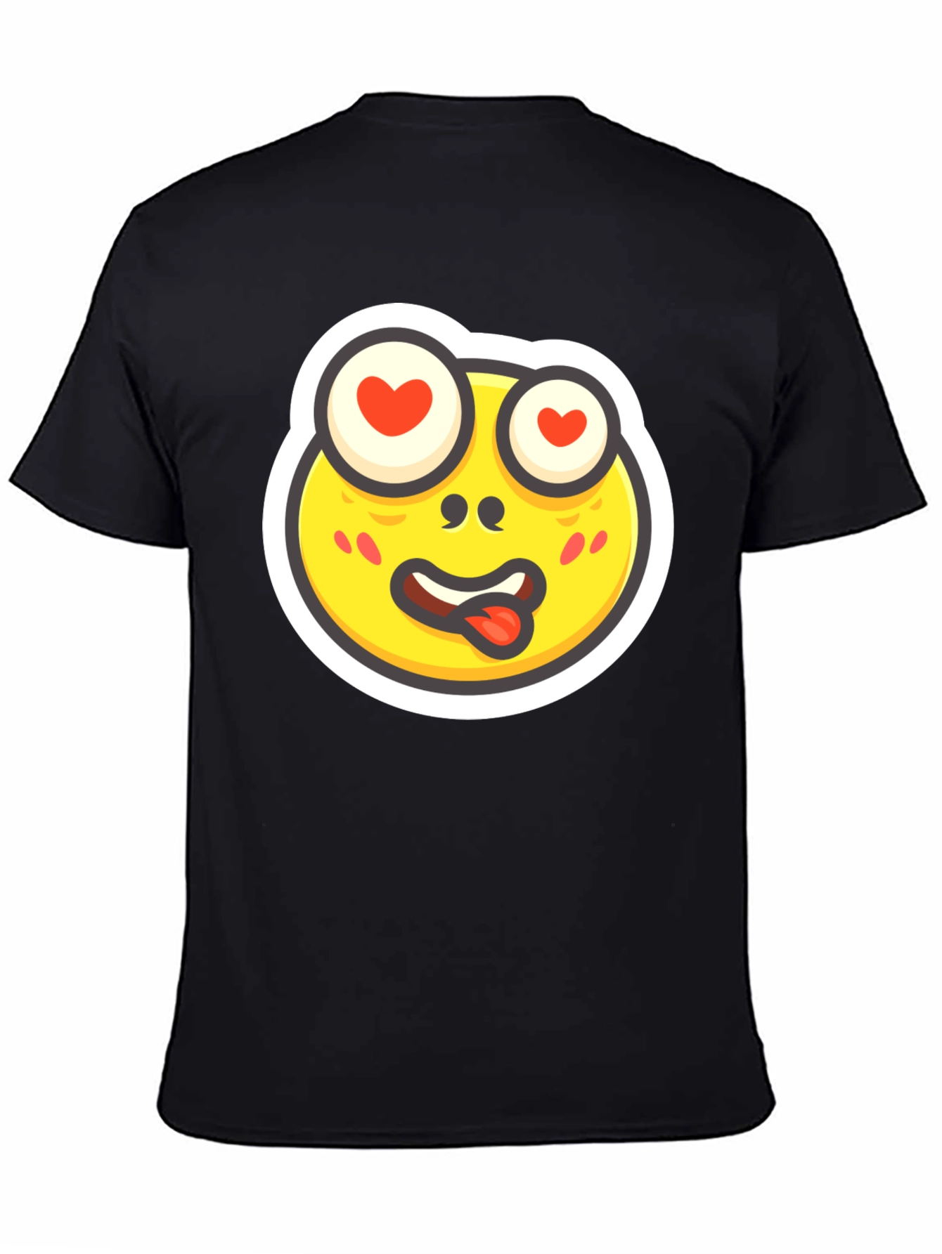 Emoji Love-Struck Face Black T-Shirt