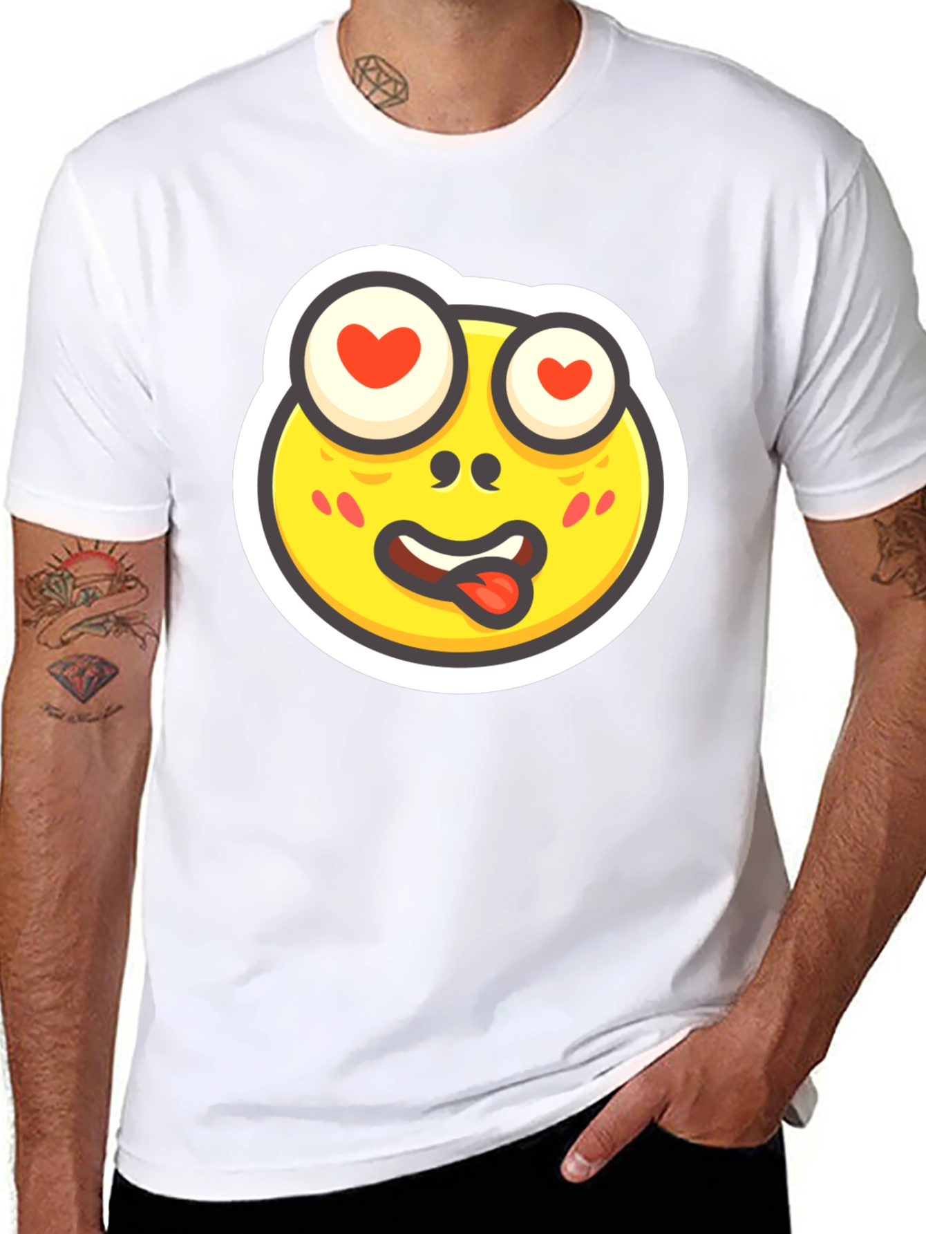 Emoji Love-Struck Face Black T-Shirt