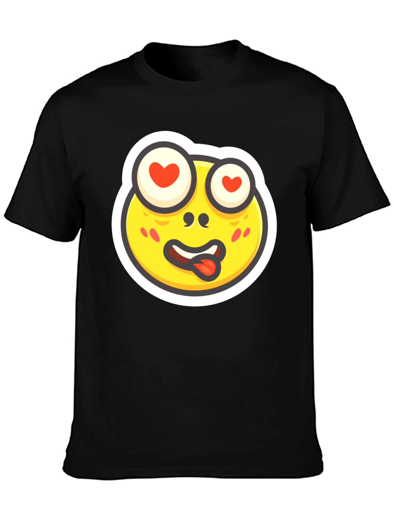 Emoji Love-Struck Face Black T-Shirt