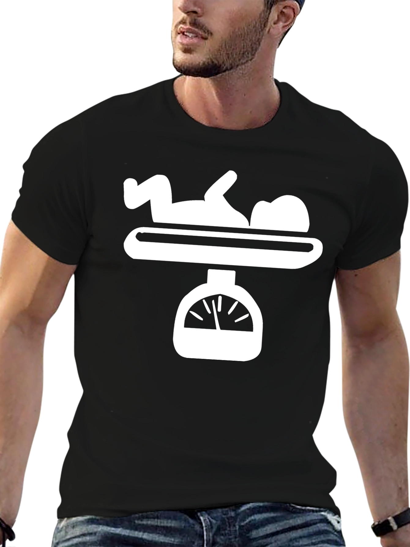 Baby on Scale Funny Novelty Graphic Tee