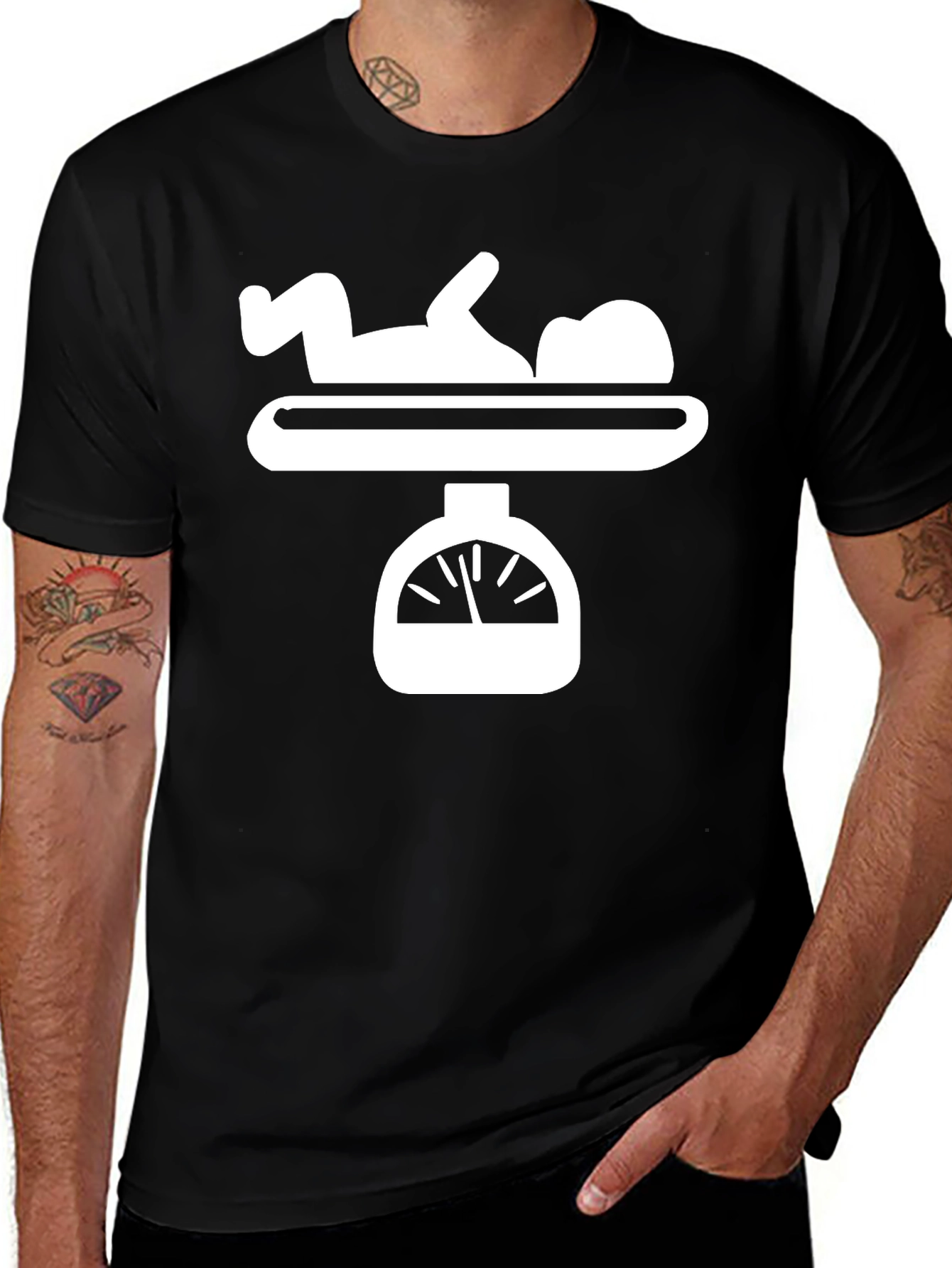 Baby on Scale Funny Novelty Graphic Tee