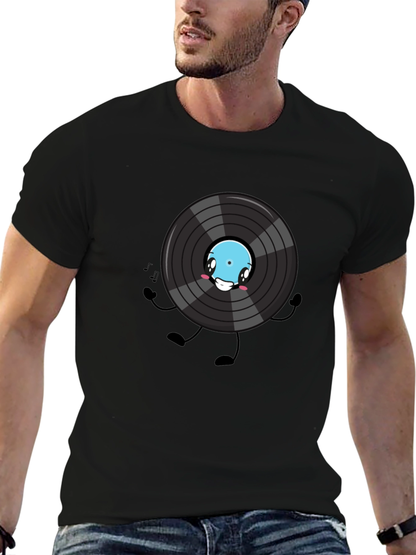 Cartoon Vinyl Record Graphic Tee