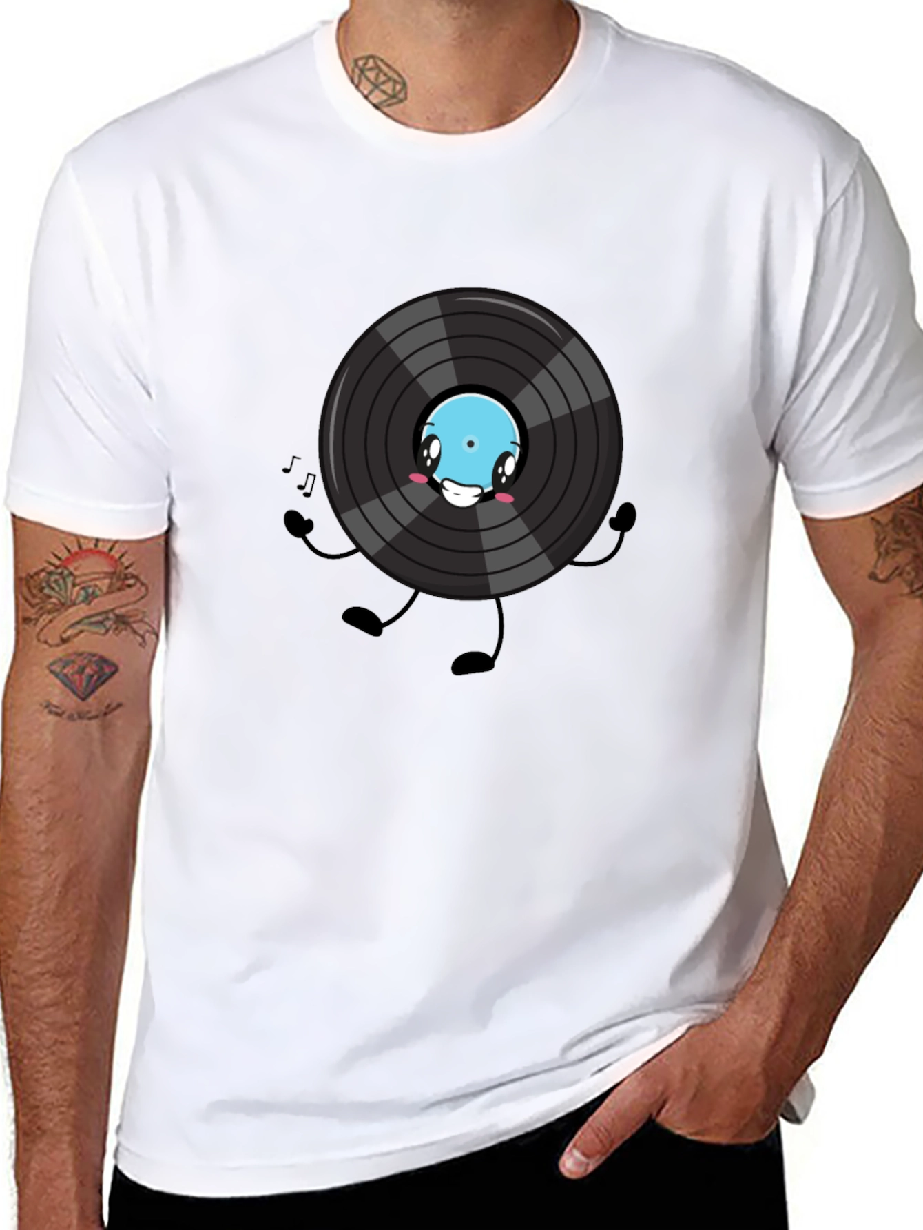 Cartoon Vinyl Record Graphic Tee