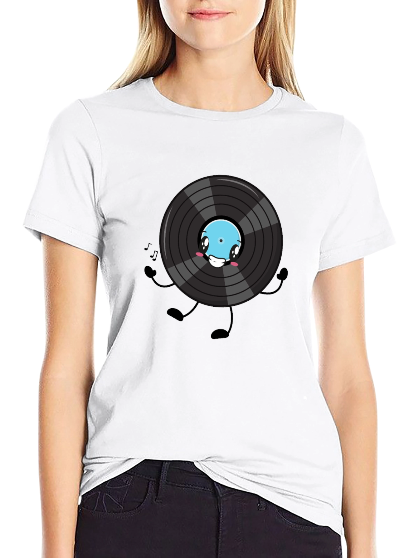 Cartoon Vinyl Record Graphic Tee