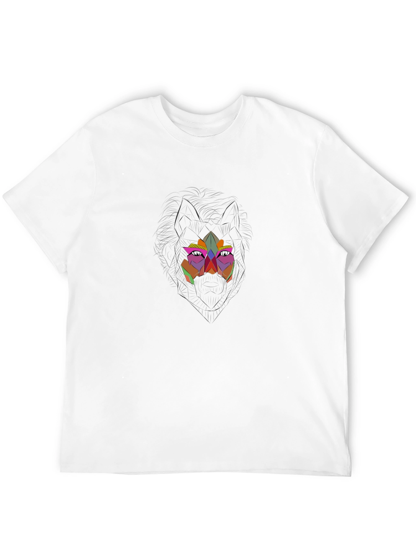Geometric Wolf Graphic Black Tee