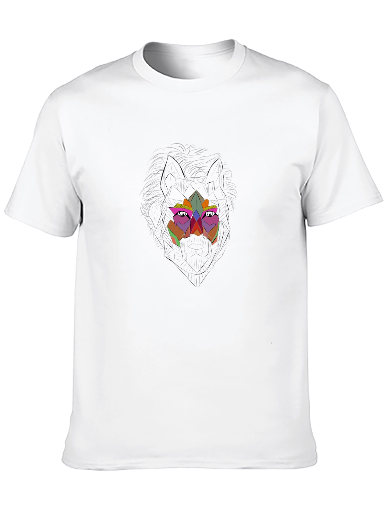 Geometric Wolf Graphic Black Tee