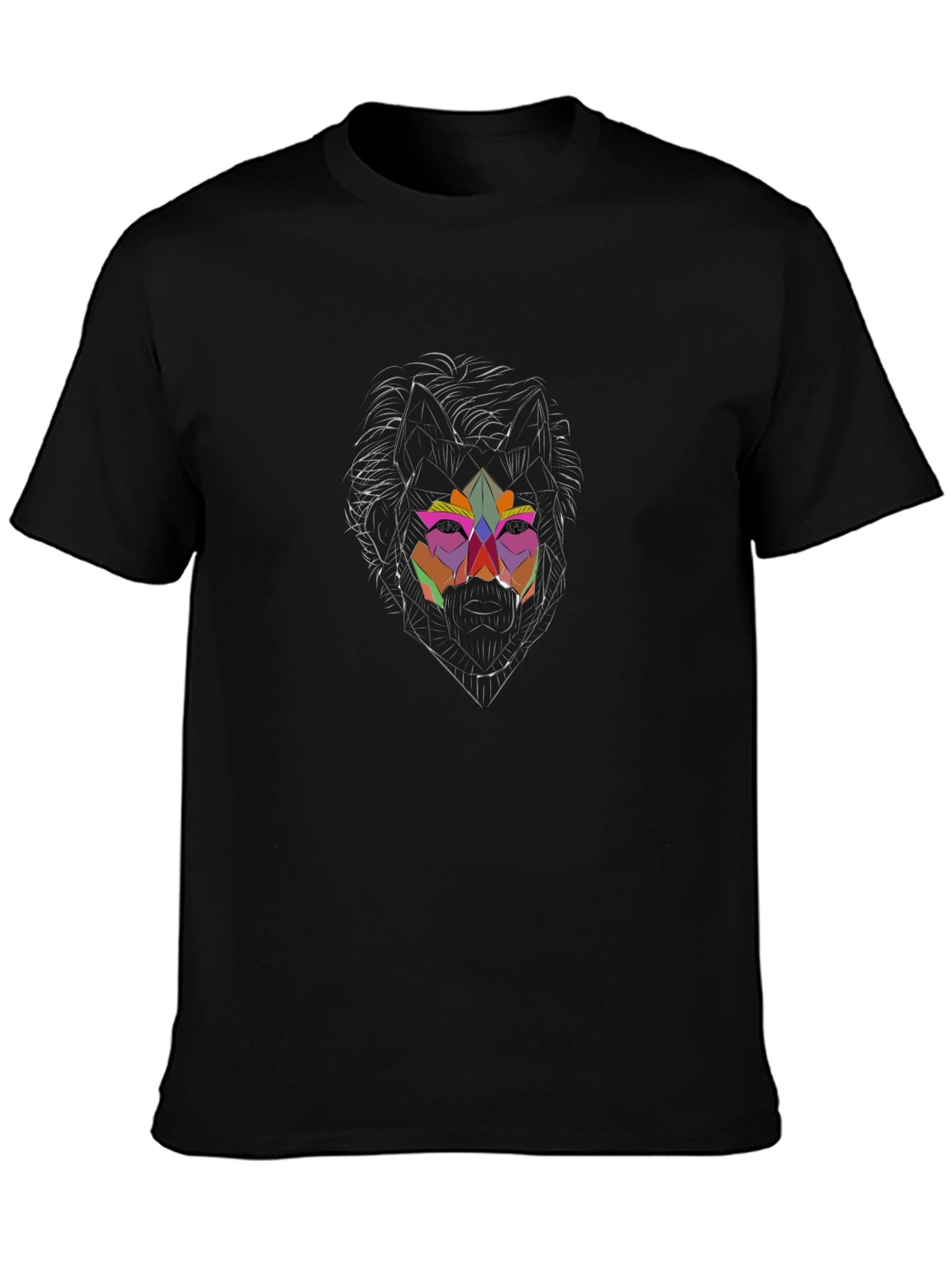 Geometric Wolf Graphic Black Tee