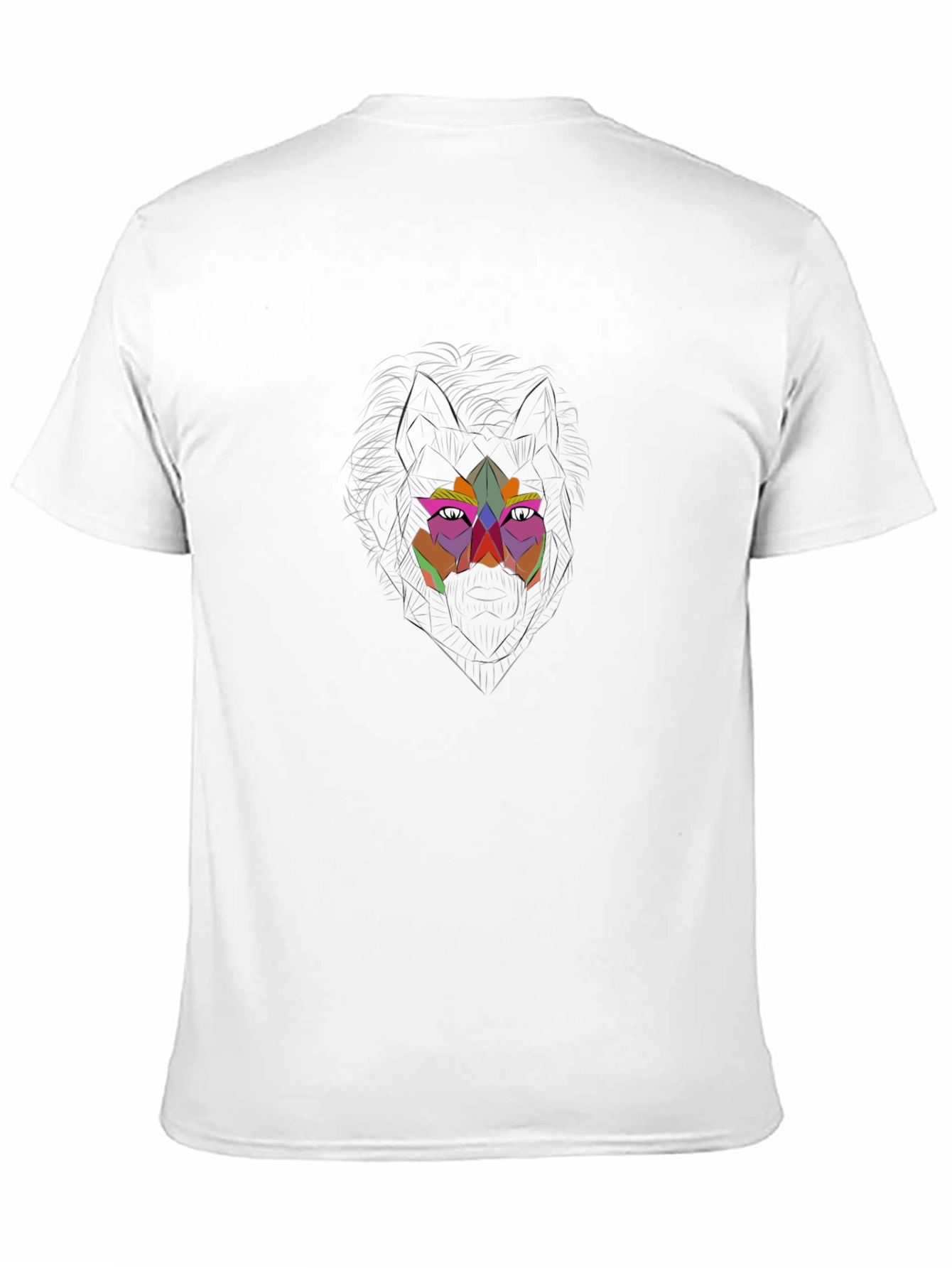 Geometric Wolf Graphic Black Tee