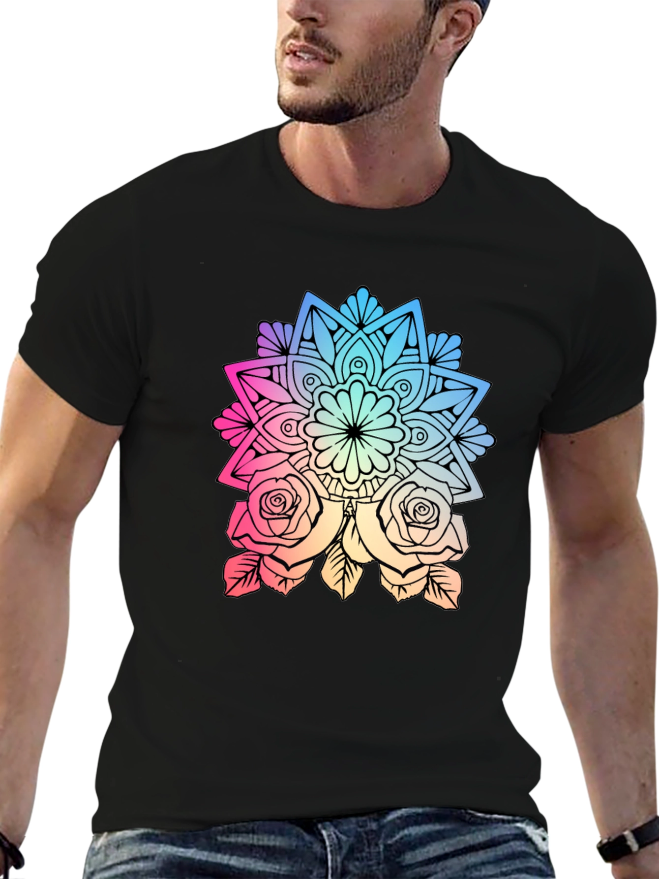 Floral Mandala Graphic Tee - Stylish Comfort