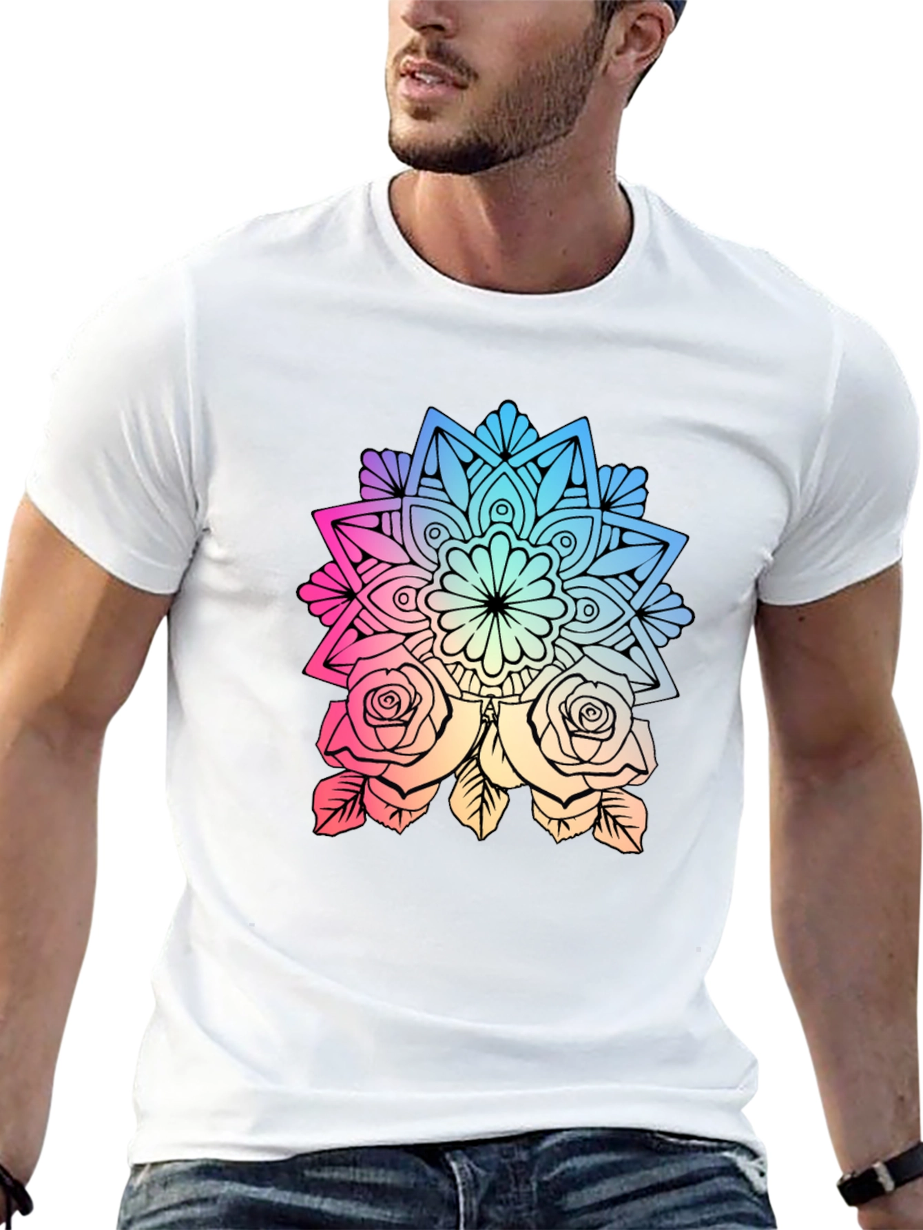 Floral Mandala Graphic Tee - Stylish Comfort