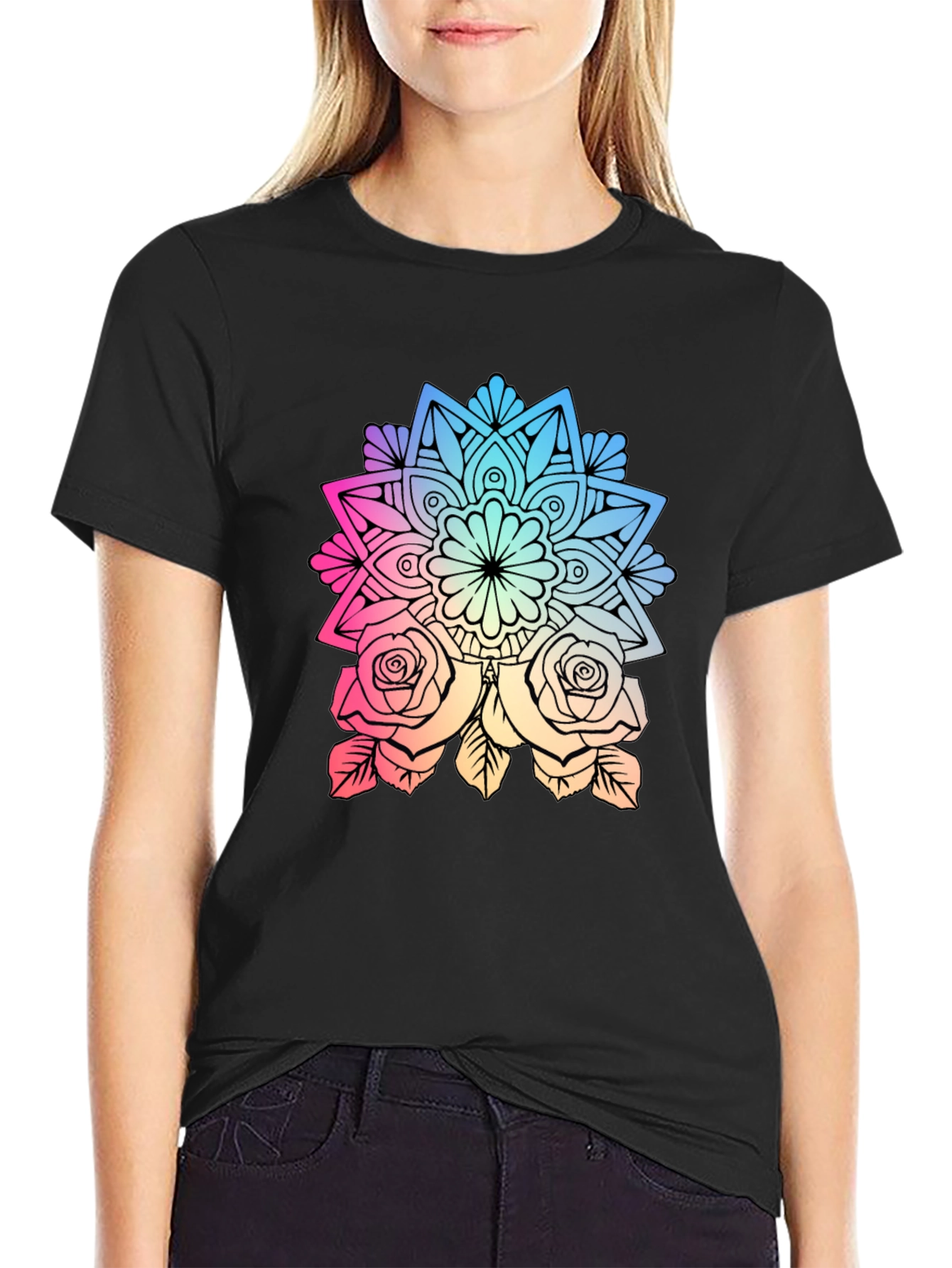 Floral Mandala Graphic Tee - Stylish Comfort