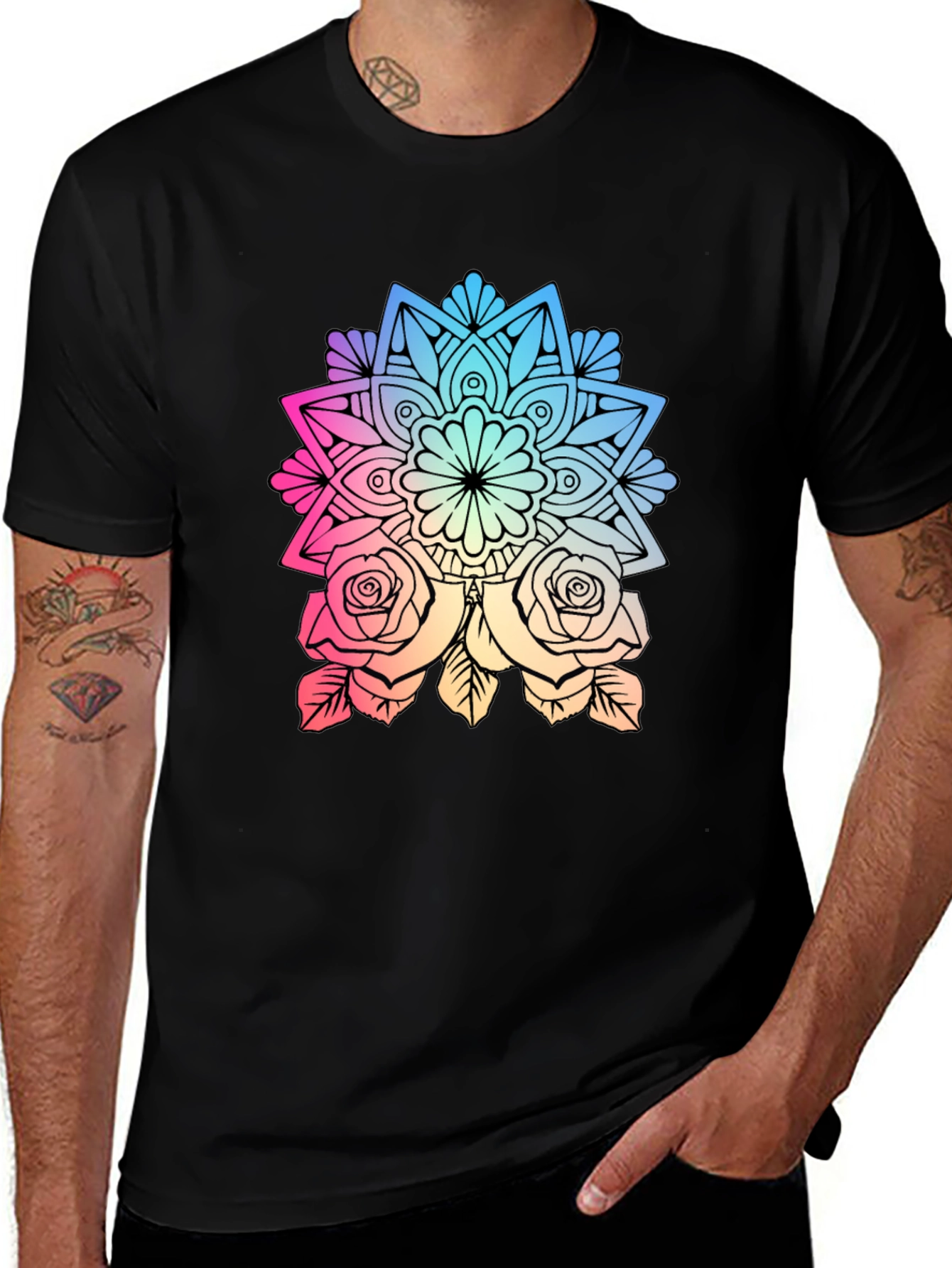 Floral Mandala Graphic Tee - Stylish Comfort