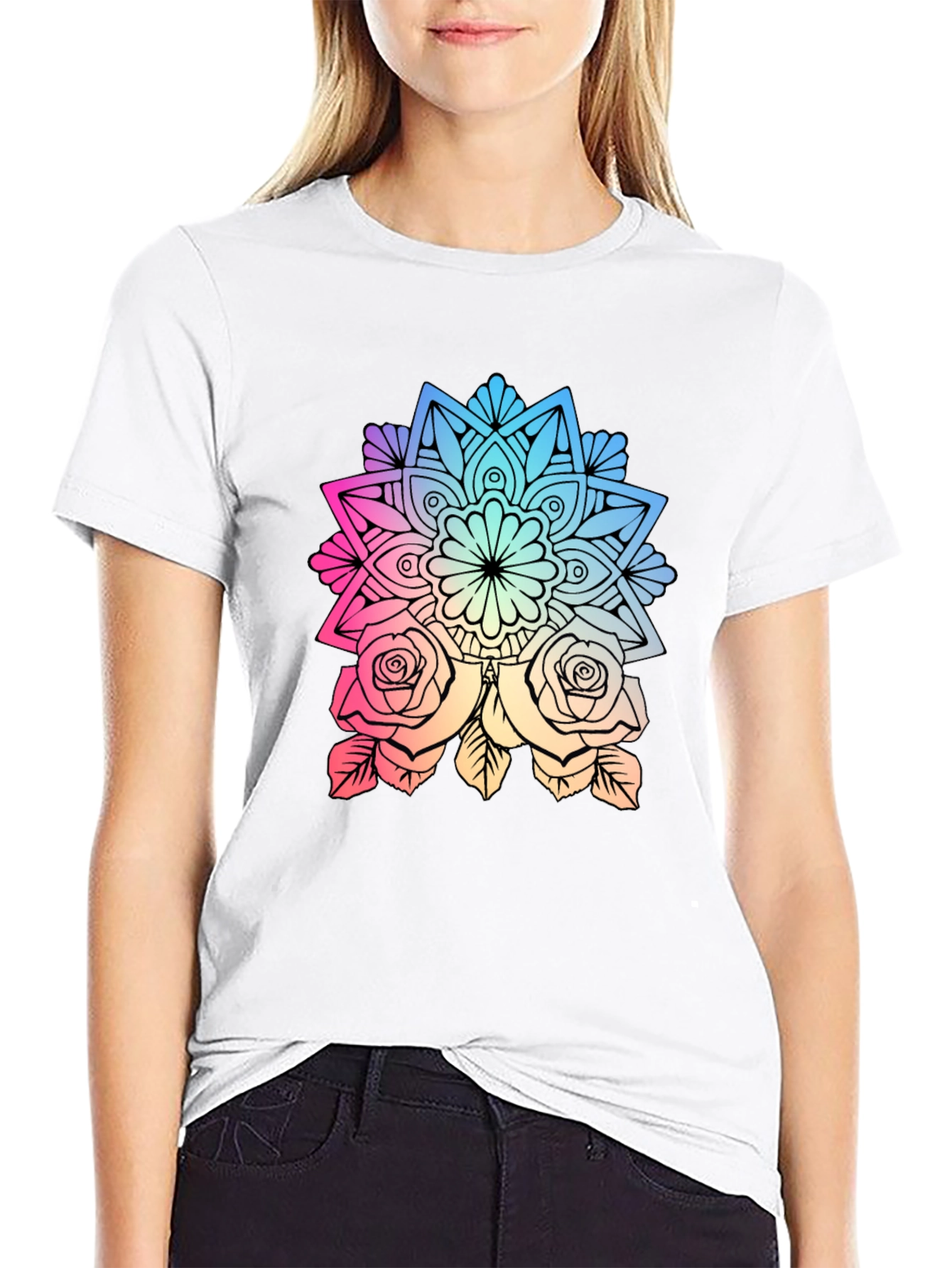 Floral Mandala Graphic Tee - Stylish Comfort