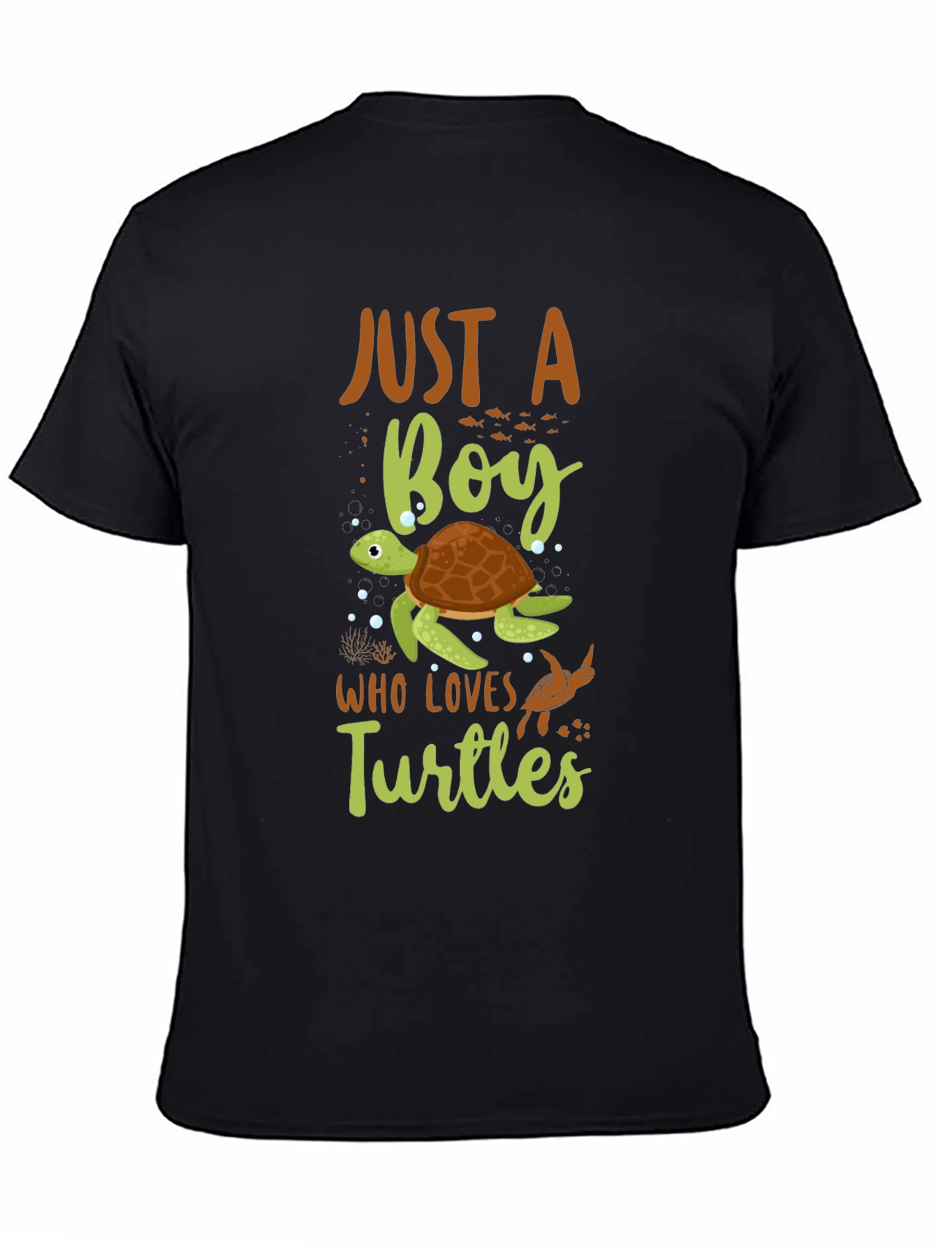 Just A Boy Who Loves Turtles Black T-Shirt