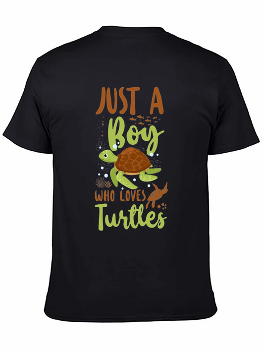 Just A Boy Who Loves Turtles Black T-Shirt