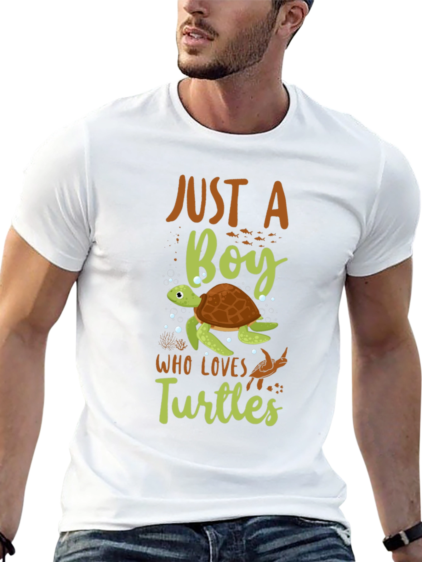 Just A Boy Who Loves Turtles Black T-Shirt
