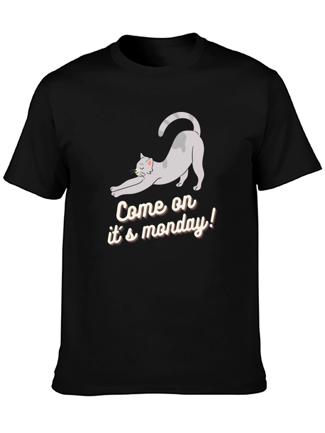 Funny Cat Come on its monday! Black T-Shirt