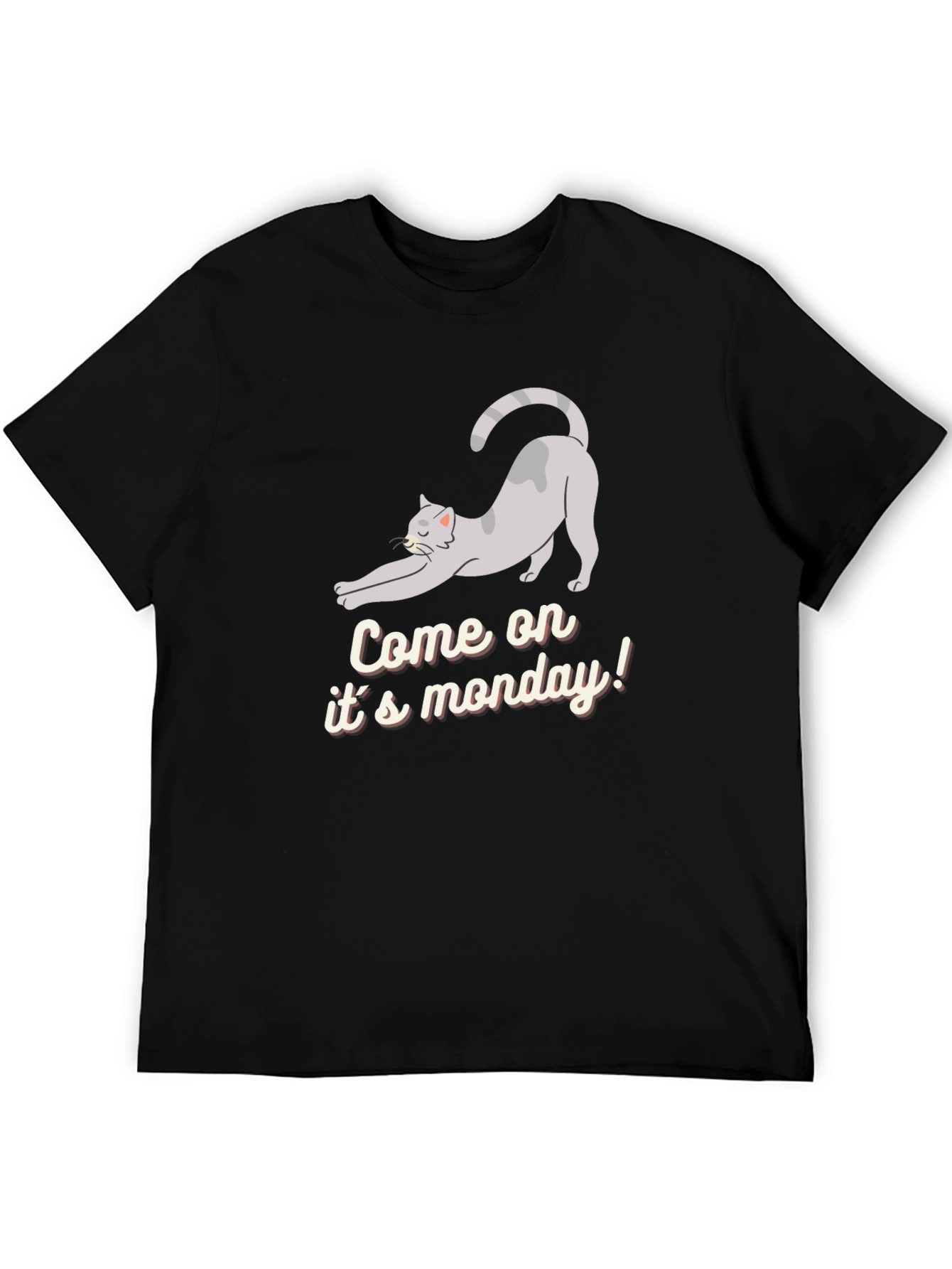 Funny Cat Come on its monday! Black T-Shirt