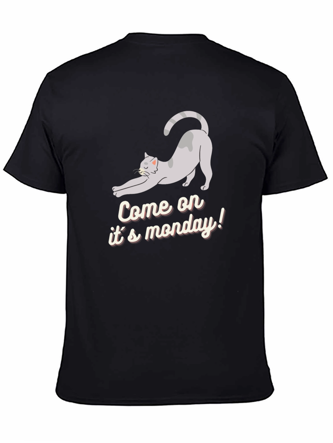 Funny Cat Come on its monday! Black T-Shirt