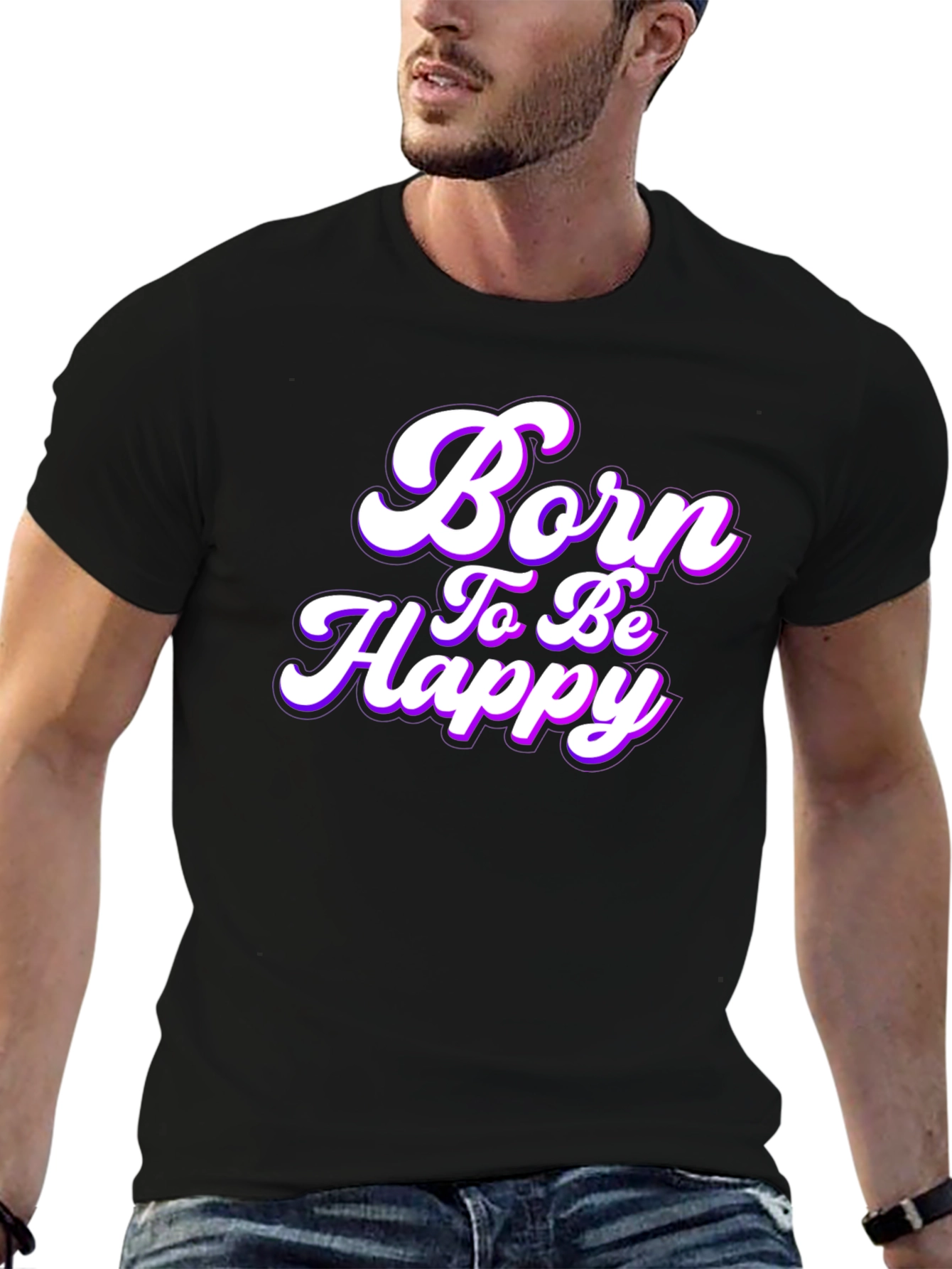 Born to be Happy Black T-Shirt