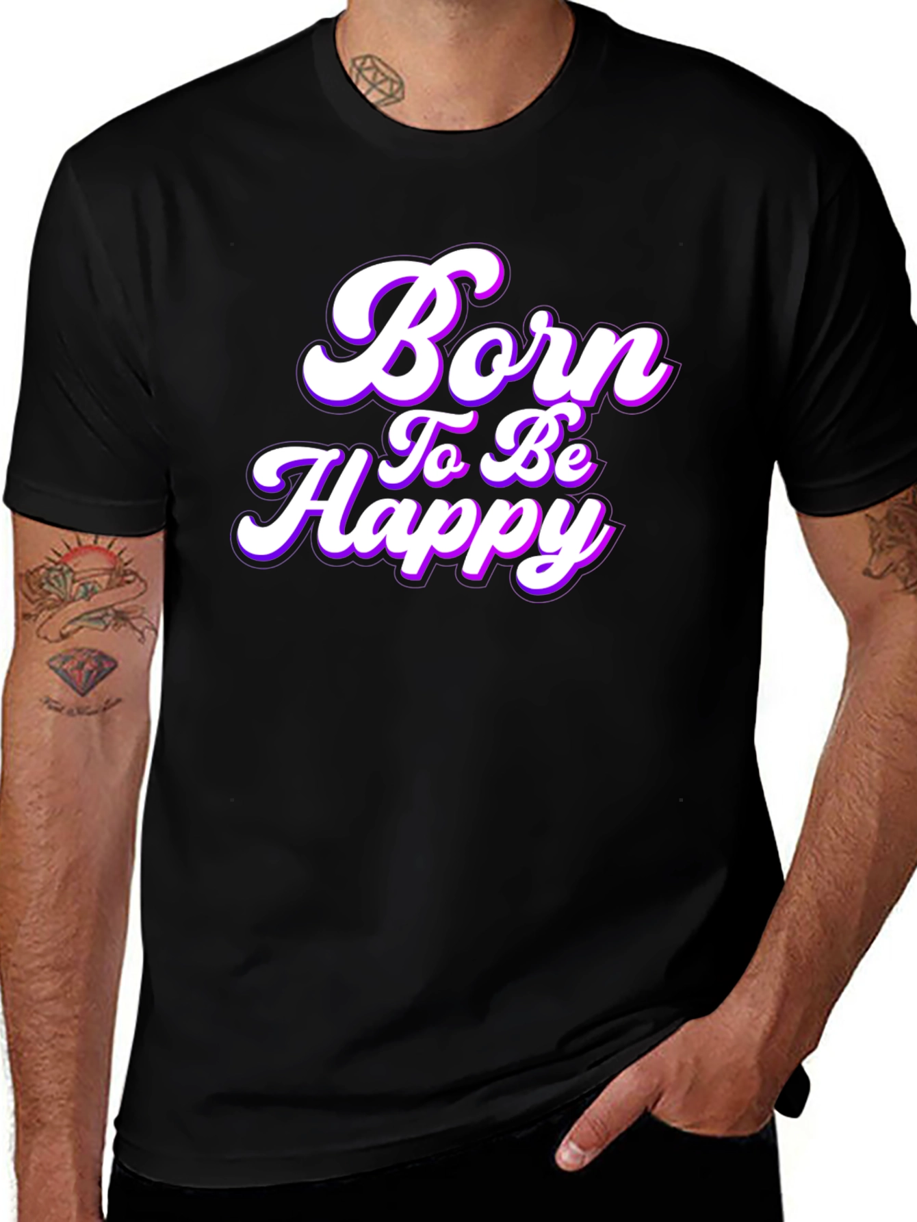 Born to be Happy Black T-Shirt