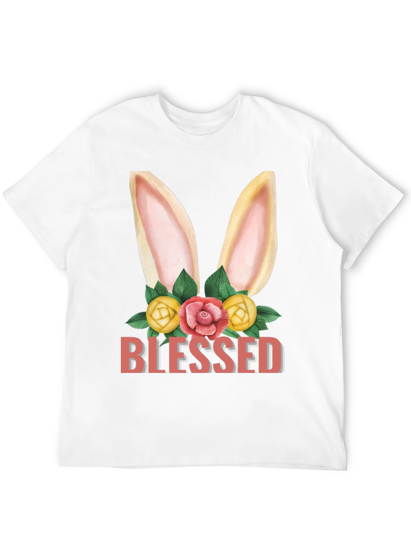Blessed Easter Bunny Floral Graphic T-Shirt