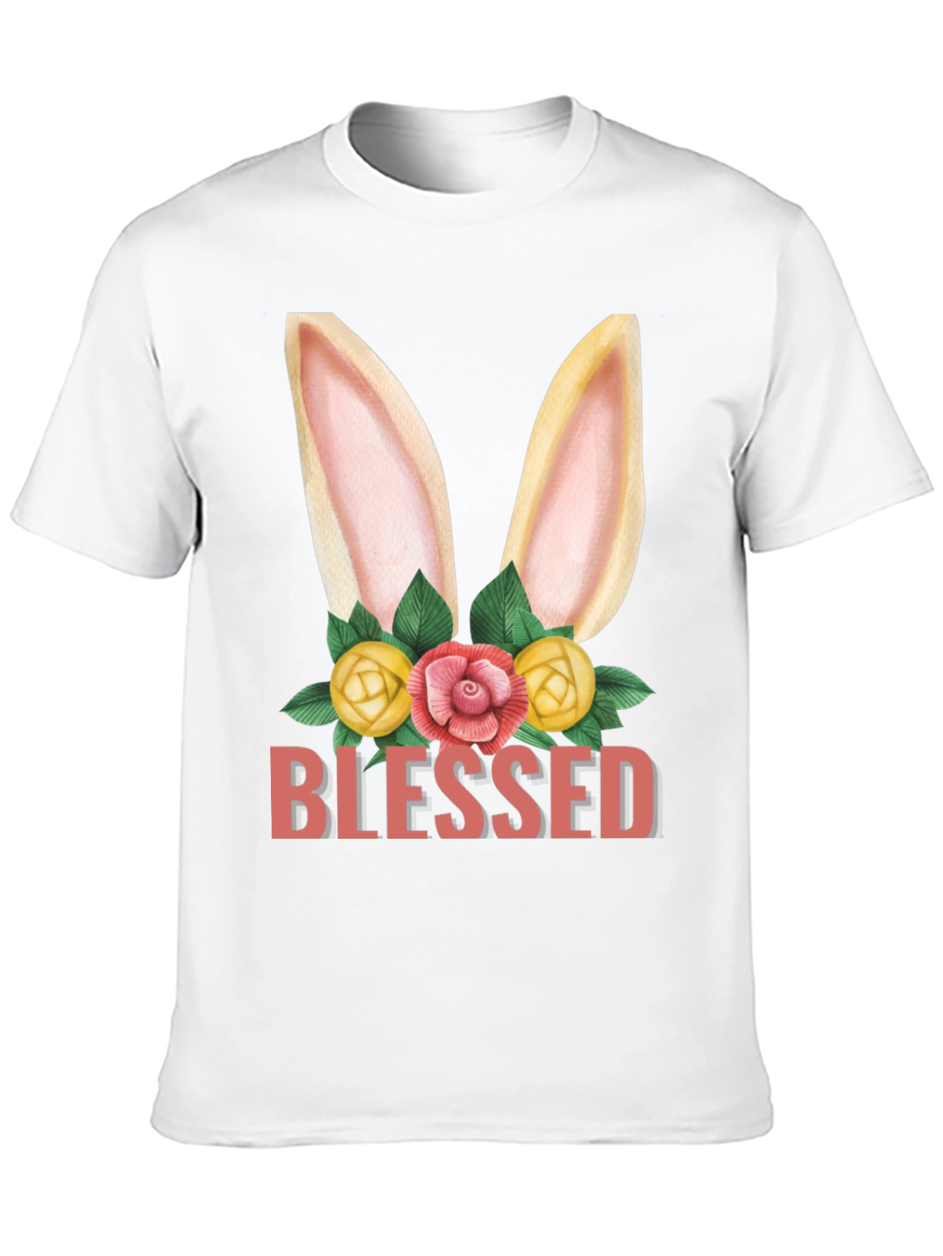 Blessed Easter Bunny Floral Graphic T-Shirt