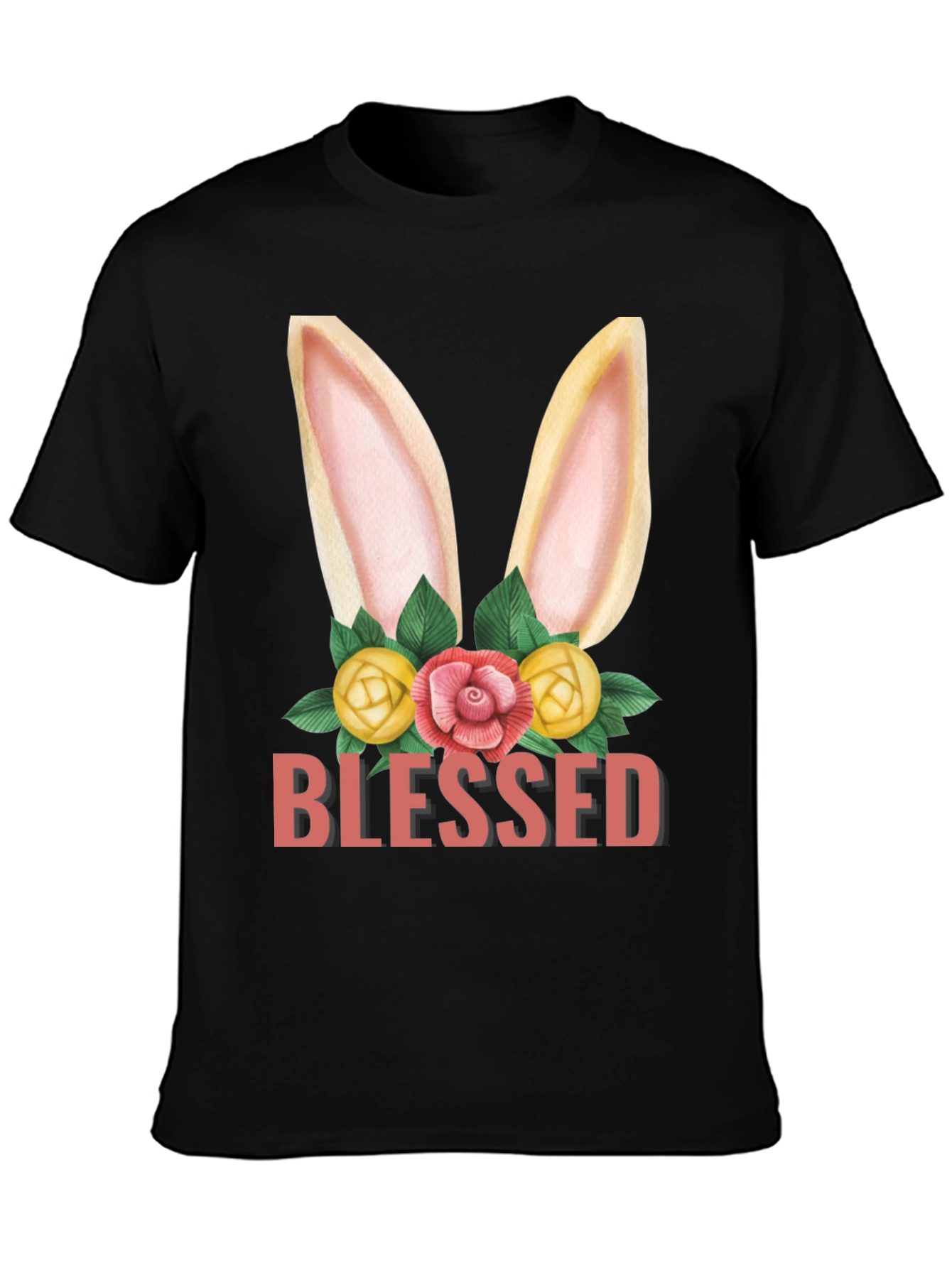Blessed Easter Bunny Floral Graphic T-Shirt