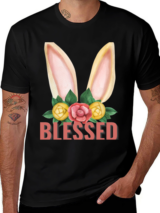 Blessed Easter Bunny Floral Graphic T-Shirt