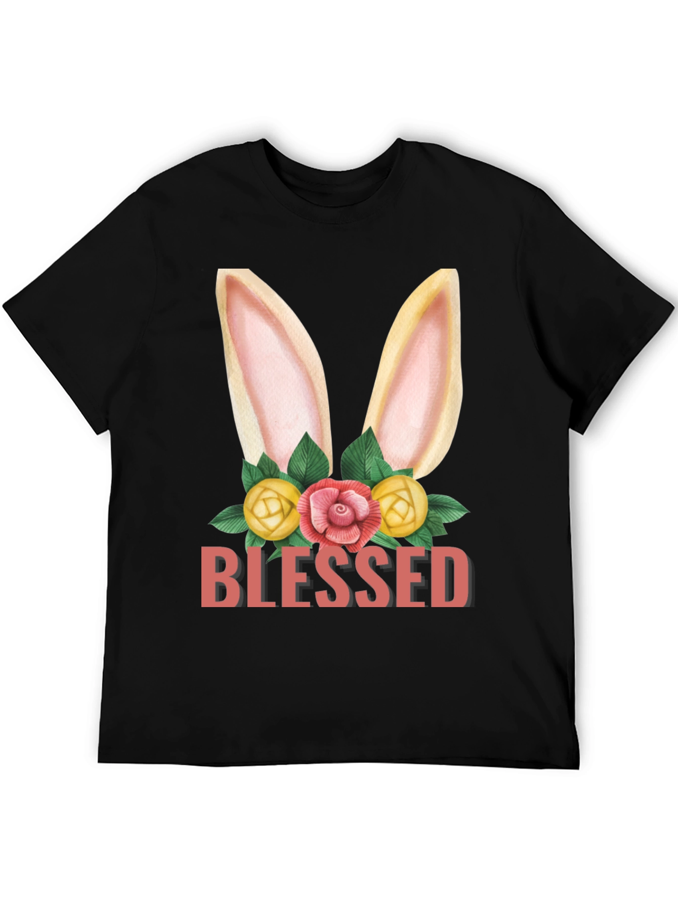 Blessed Easter Bunny Floral Graphic T-Shirt