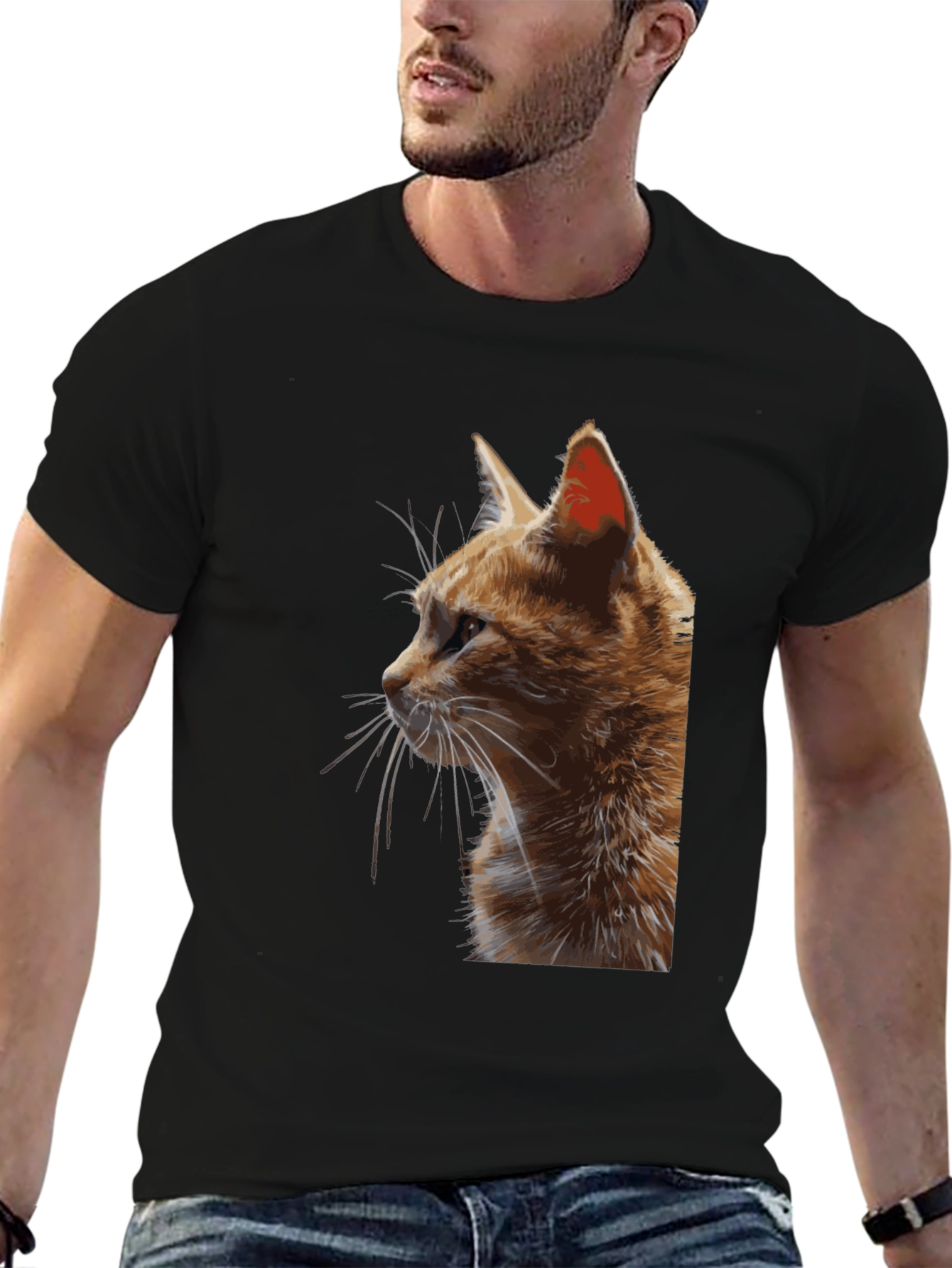 Cat Portrait Black T-Shirt