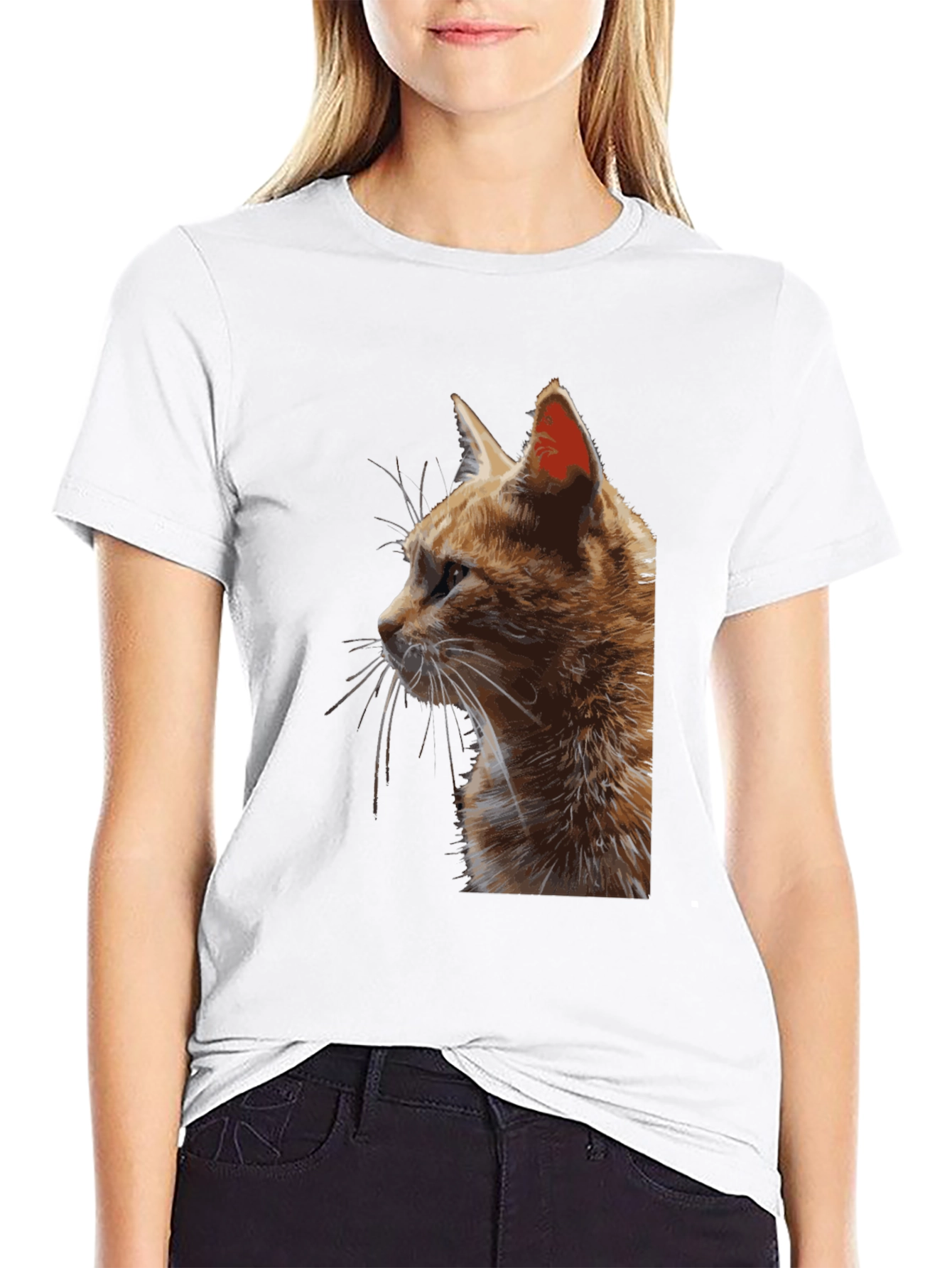 Cat Portrait Black T-Shirt