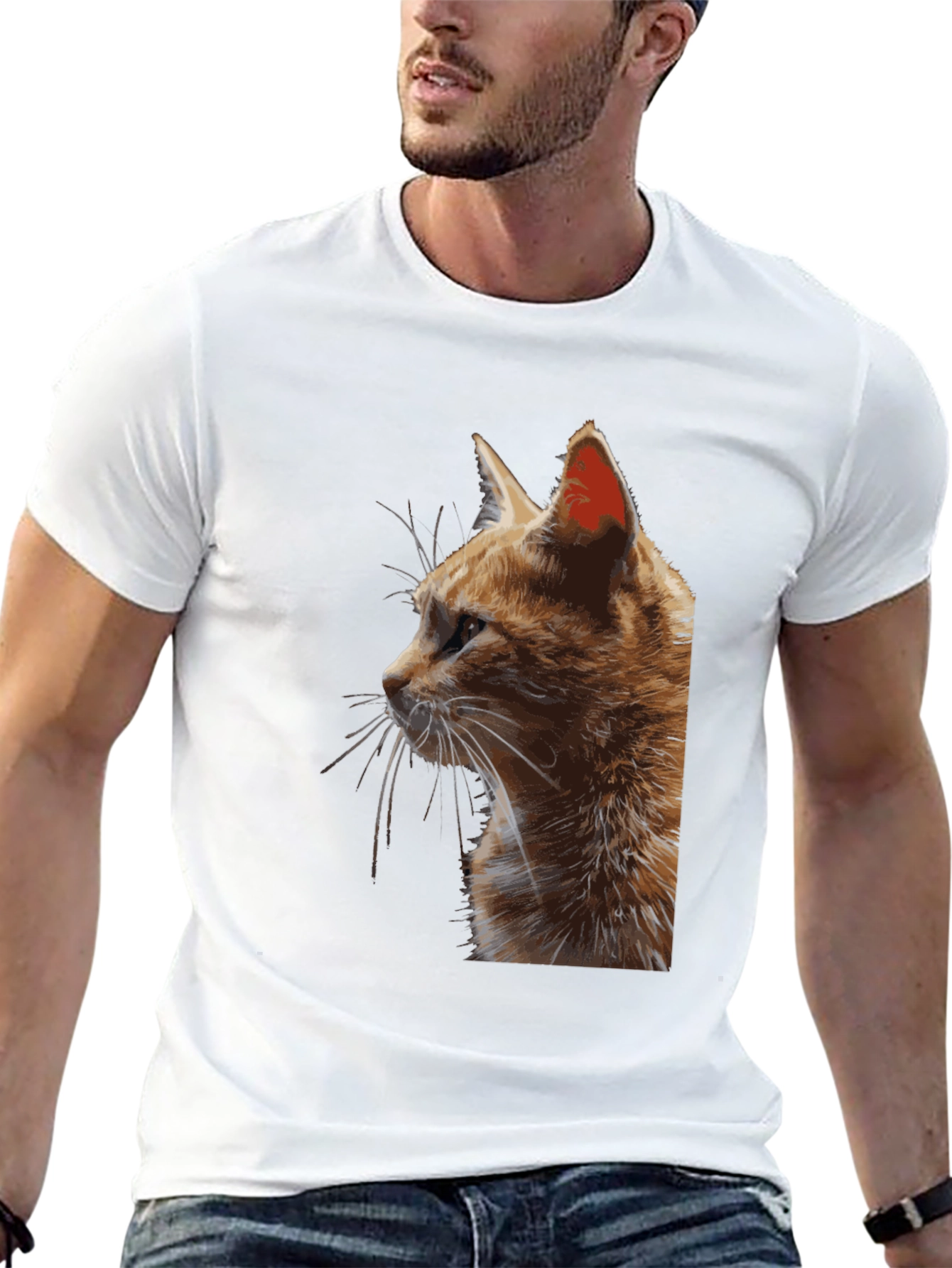 Cat Portrait Black T-Shirt