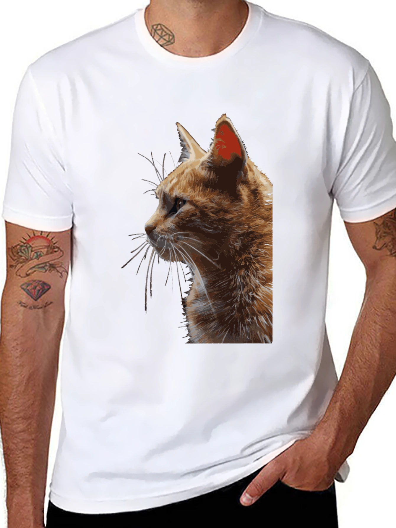 Cat Portrait Black T-Shirt