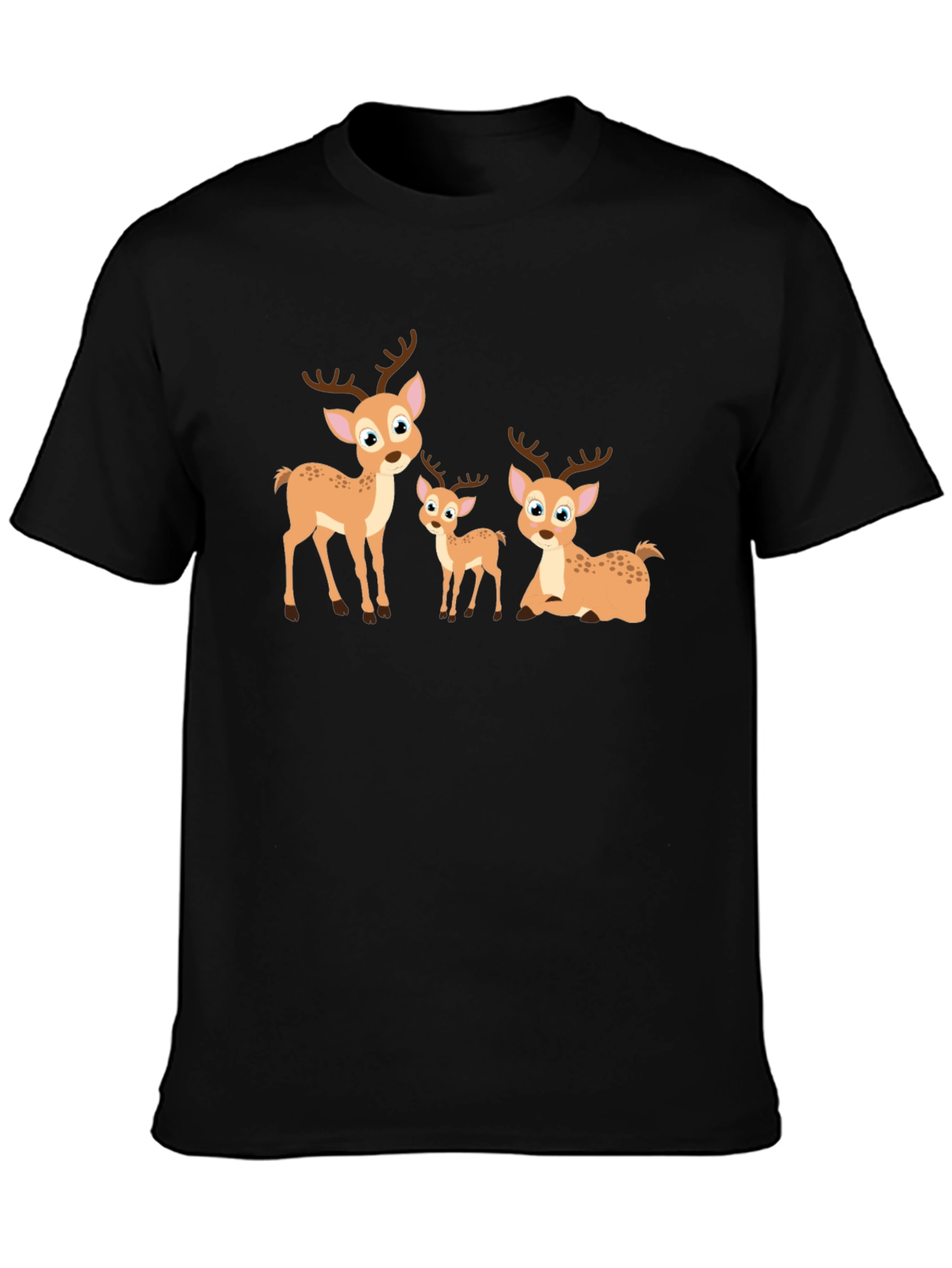 Deer Family Graphic Tee - Cute Cartoon Animals T-Shirt