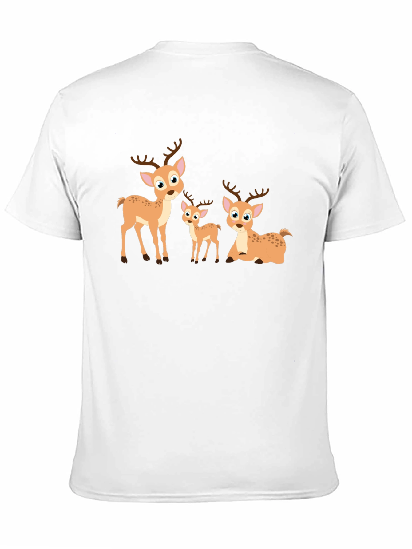 Deer Family Graphic Tee - Cute Cartoon Animals T-Shirt