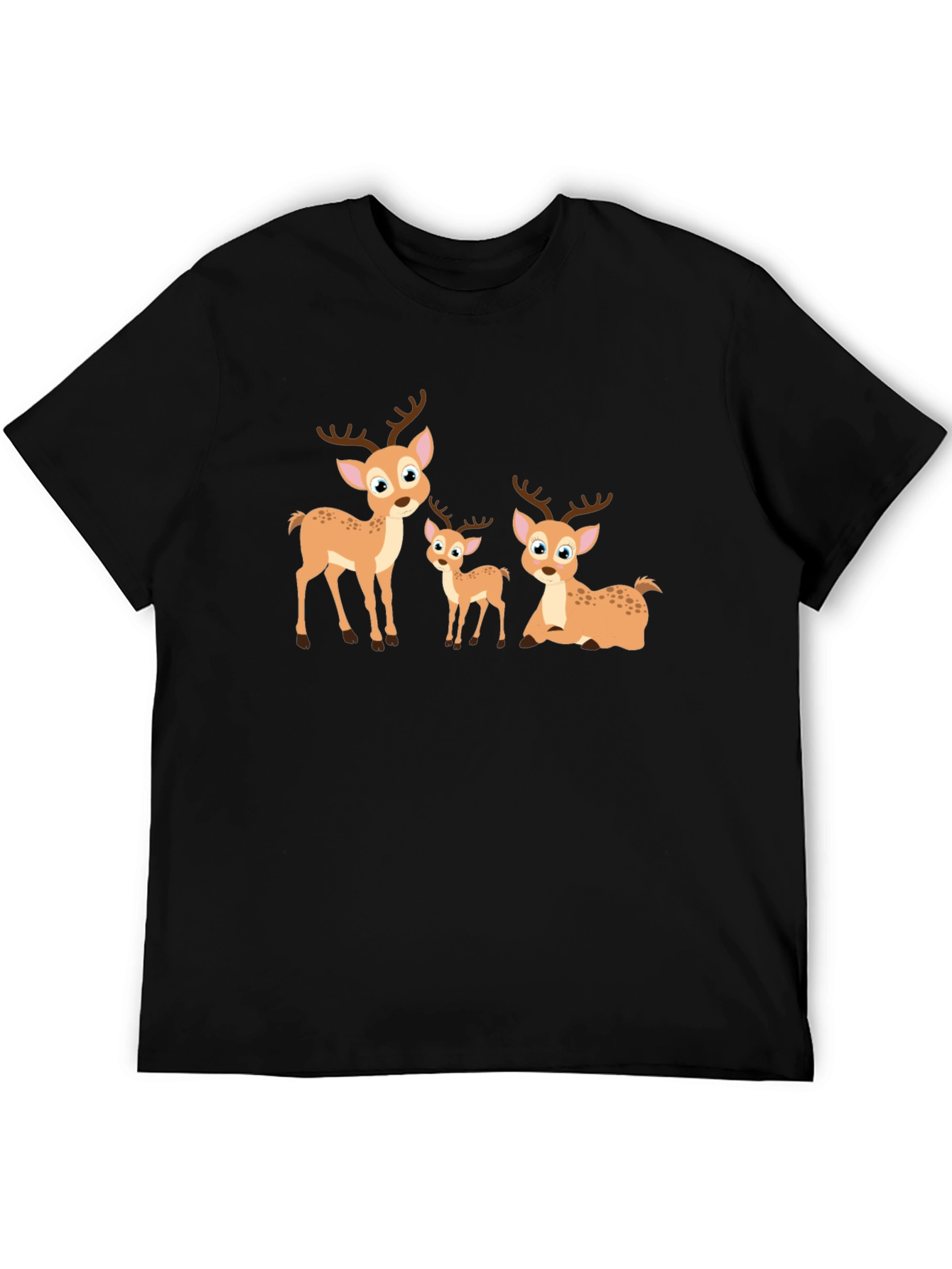 Deer Family Graphic Tee - Cute Cartoon Animals T-Shirt