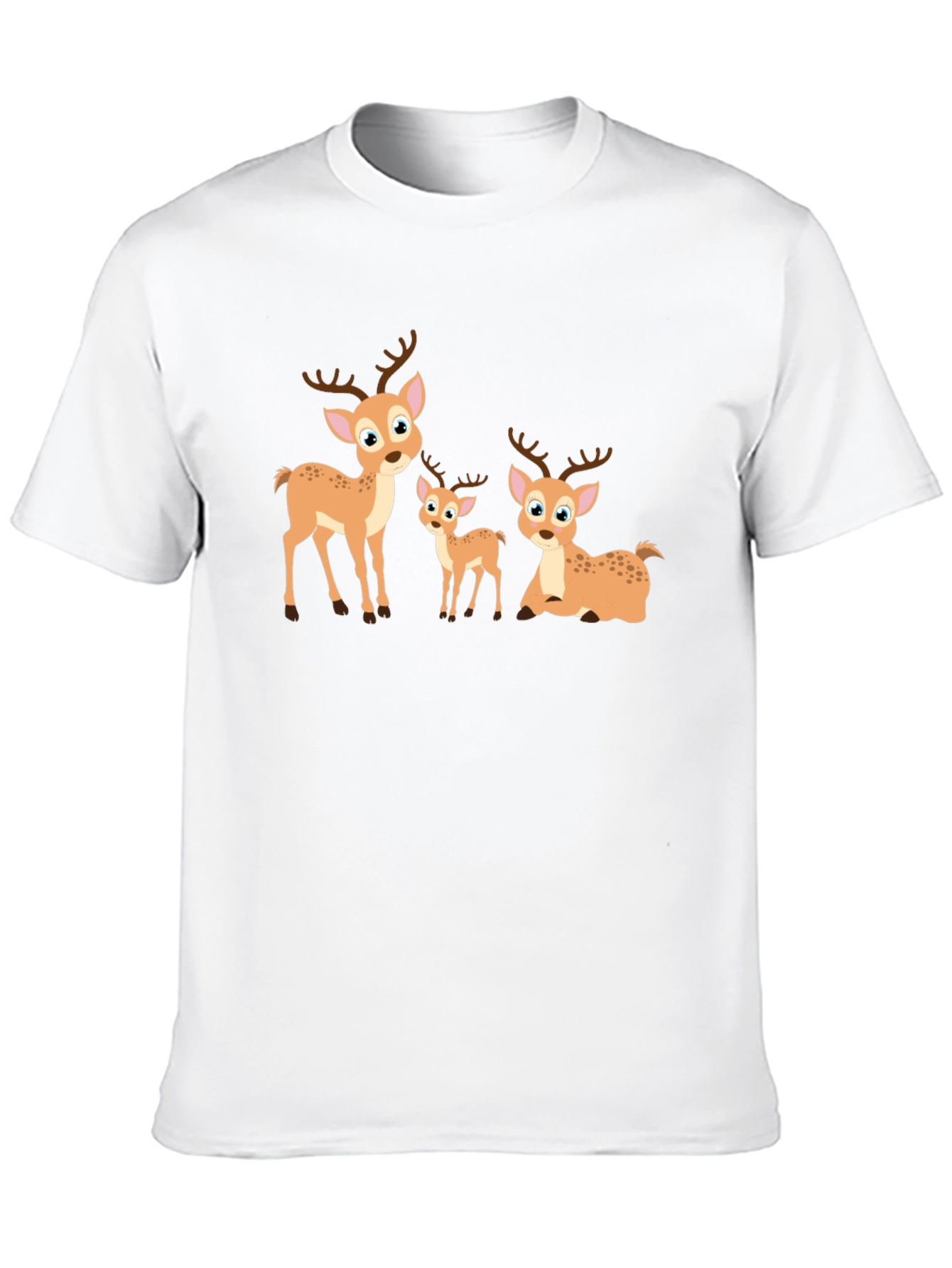 Deer Family Graphic Tee - Cute Cartoon Animals T-Shirt