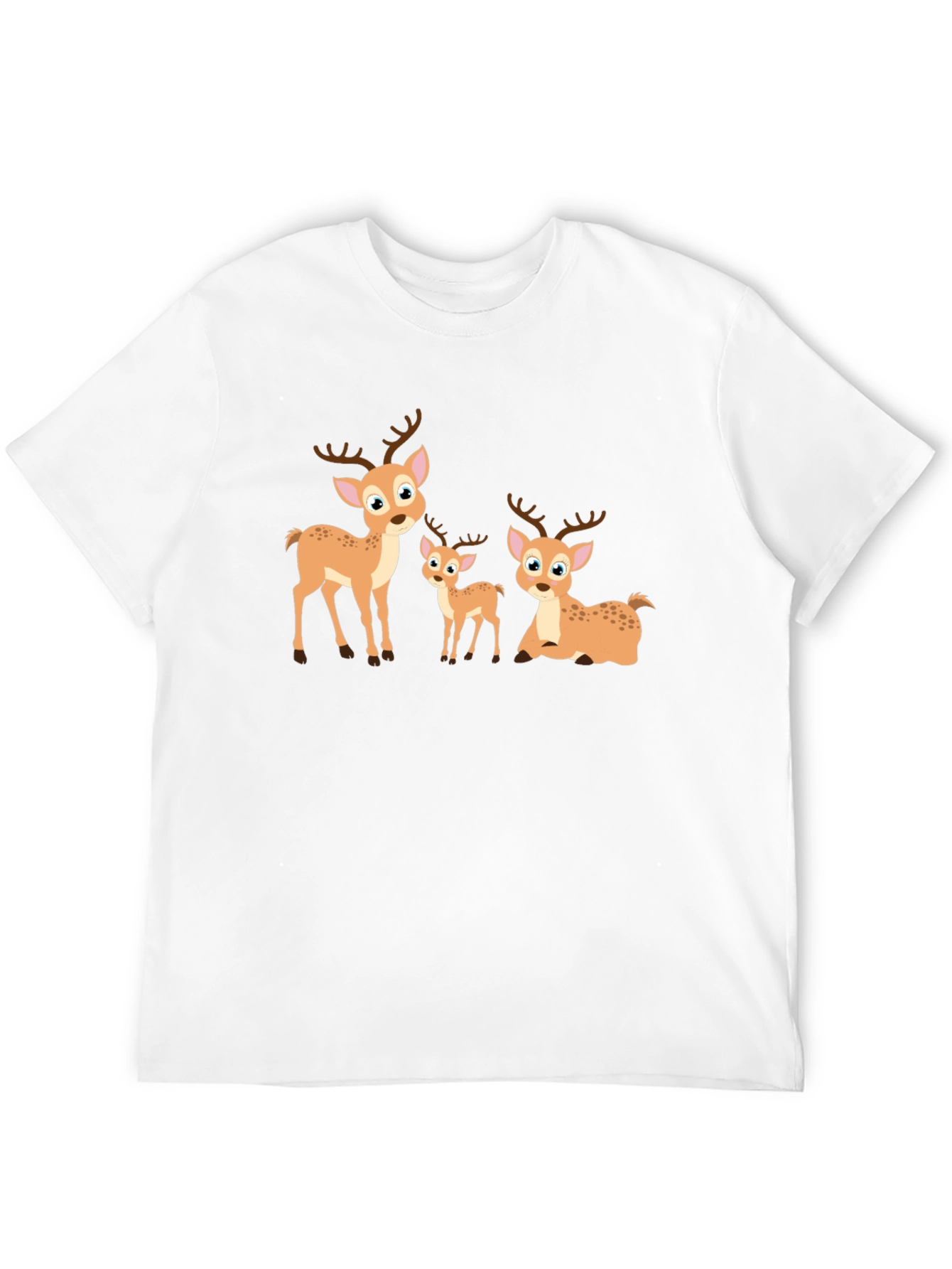 Deer Family Graphic Tee - Cute Cartoon Animals T-Shirt