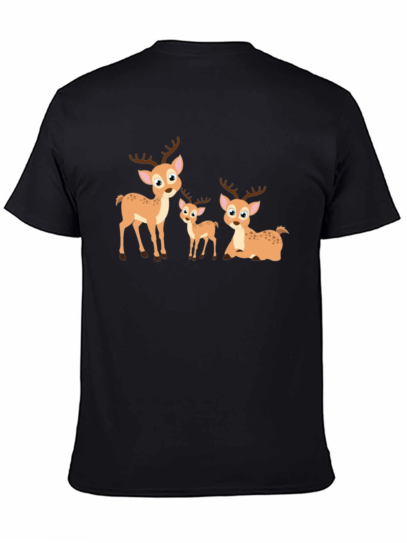 Deer Family Graphic Tee - Cute Cartoon Animals T-Shirt