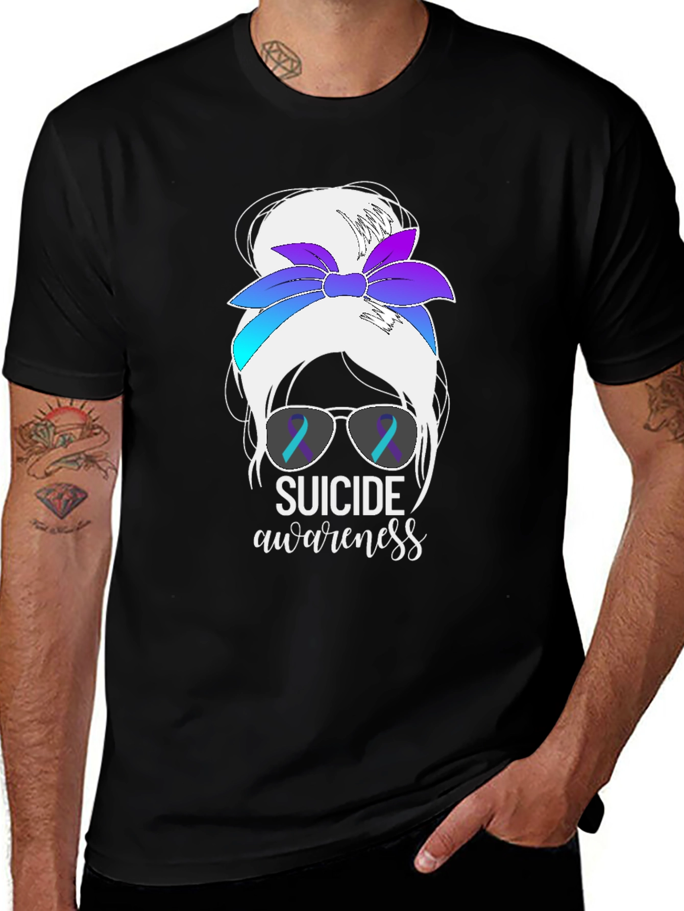 Suicide Awareness Messy Bun T-Shirt