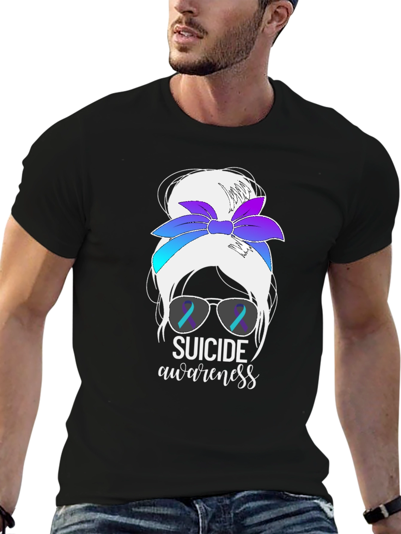 Suicide Awareness Messy Bun T-Shirt