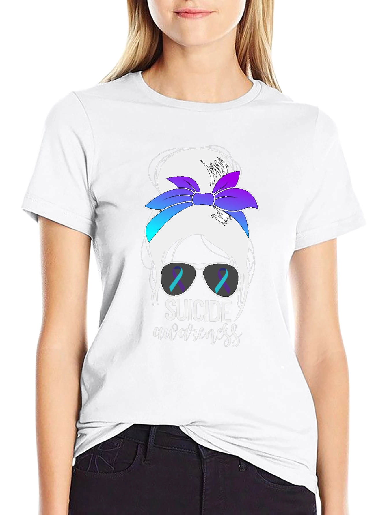 Suicide Awareness Messy Bun T-Shirt