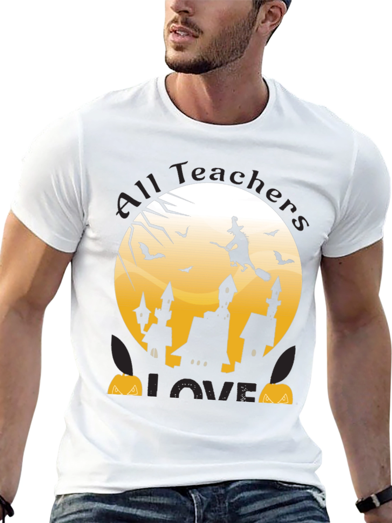 Halloween Teacher Shirt - Witch and Bats Design